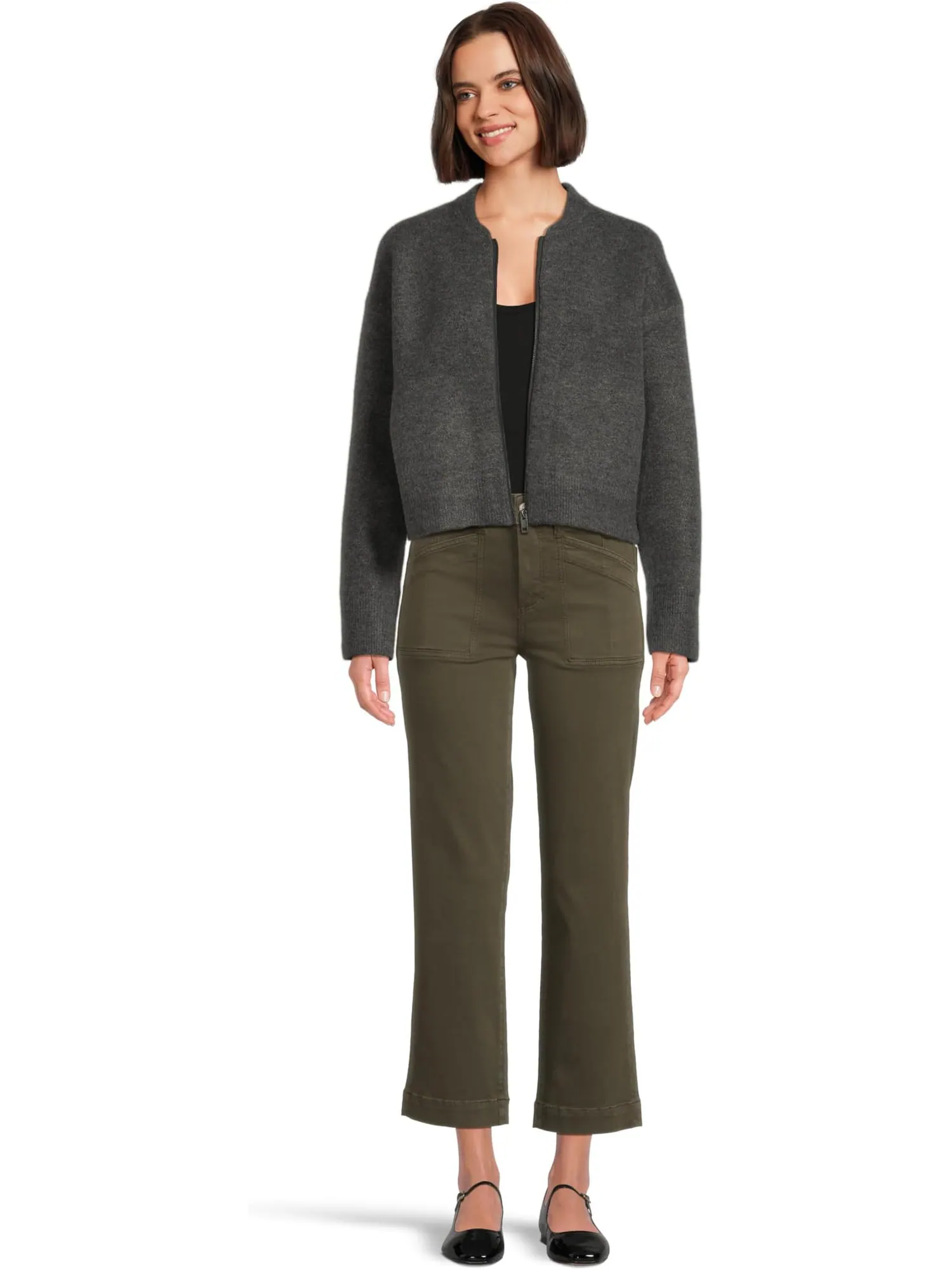 Свитер Michael Stars Women's Lidia Cropped Bomber Jacket — изображение 5 из 5, темно-серый