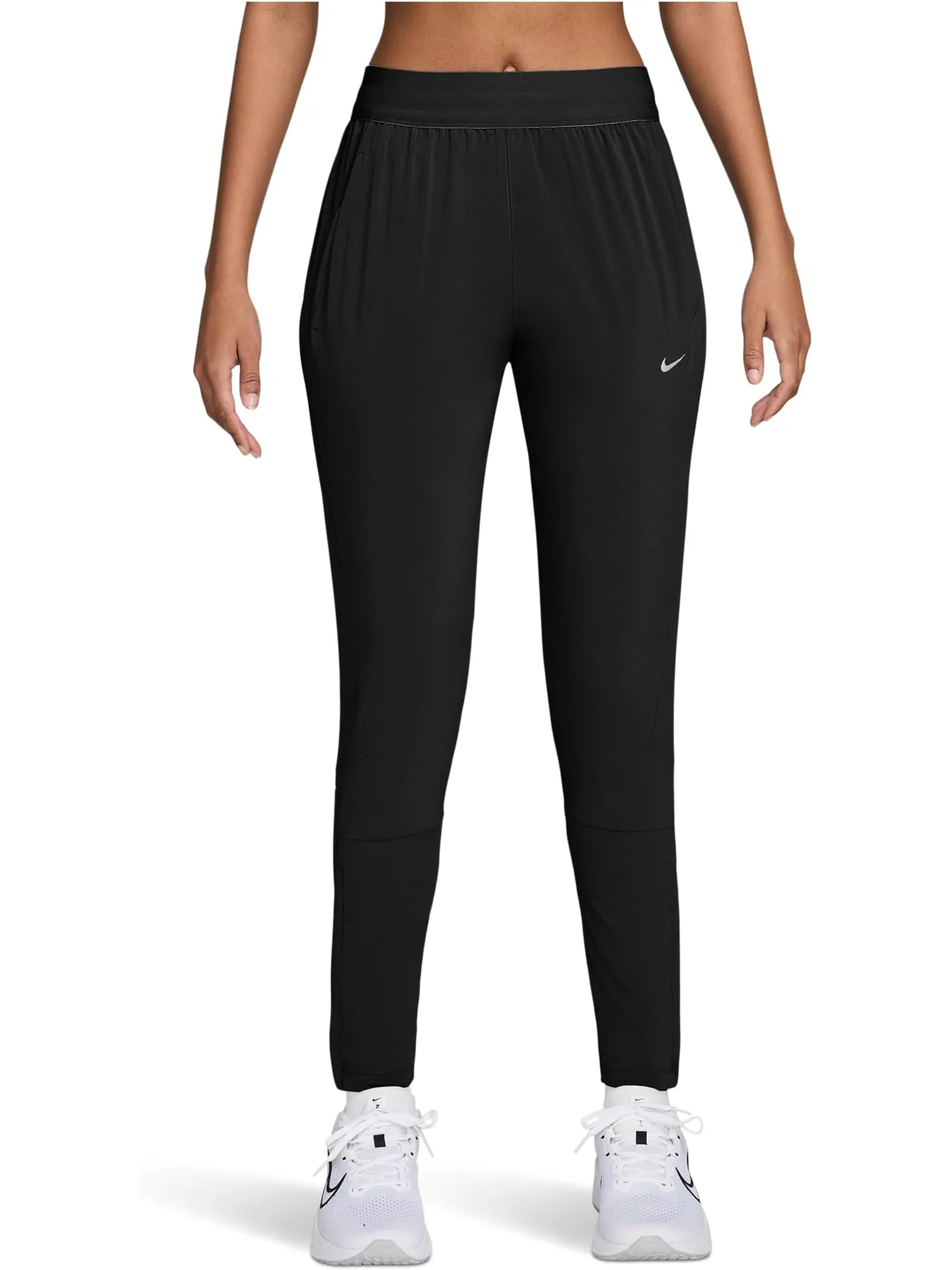Женские беговые брюки Dri-FIT Swift со средней посадкой Nike — изображение 1 из 3, черный/серебристый