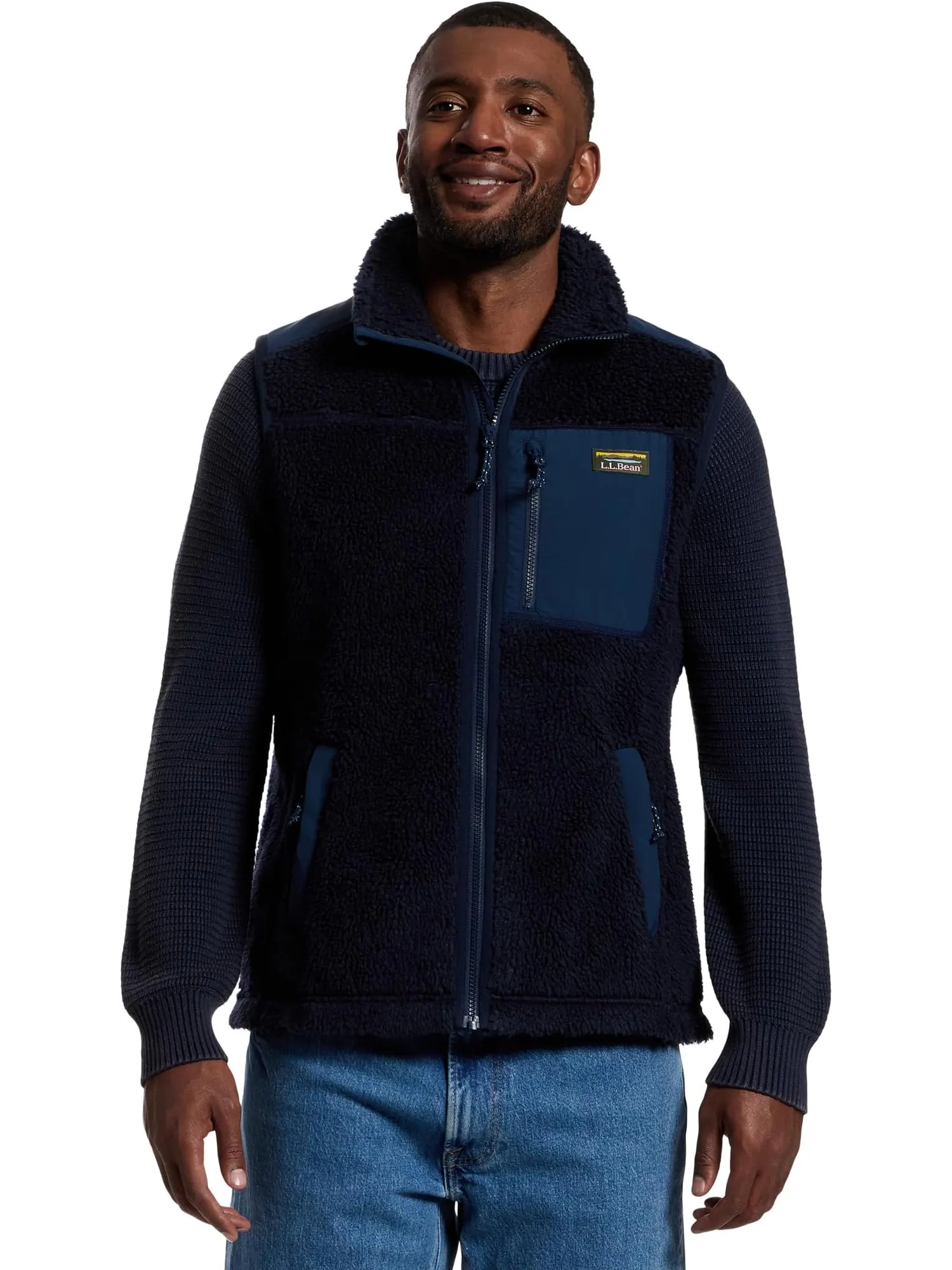 Жилет Bean's Sherpa Vest Regular для мужчин L.L.Bean — изображение 1 из 5, классический темно-синий