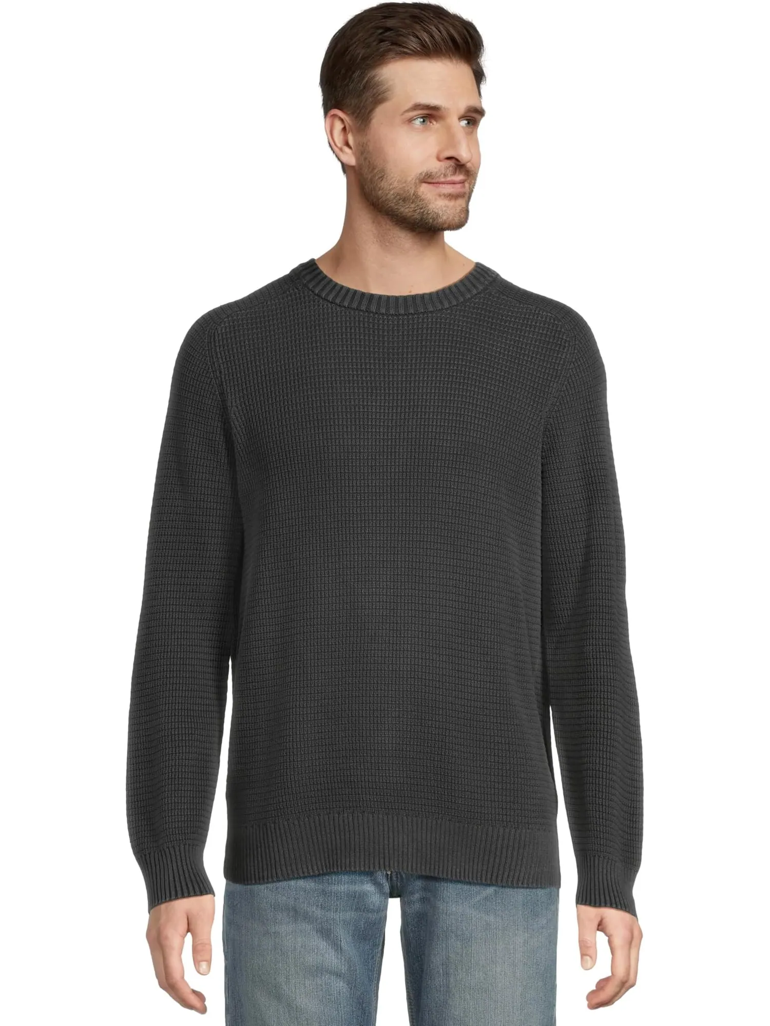 Свитер L.L.Bean Men's Textured Washed Cotton Sweaters Crewneck — изображение 1 из 5, черный