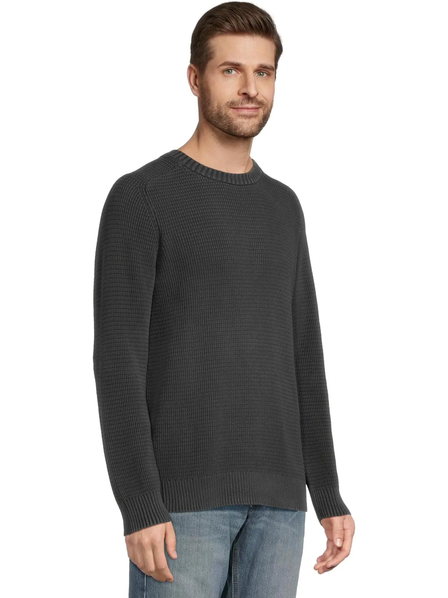 Свитер L.L.Bean Men's Textured Washed Cotton Sweaters Crewneck — изображение 2 из 5, черный