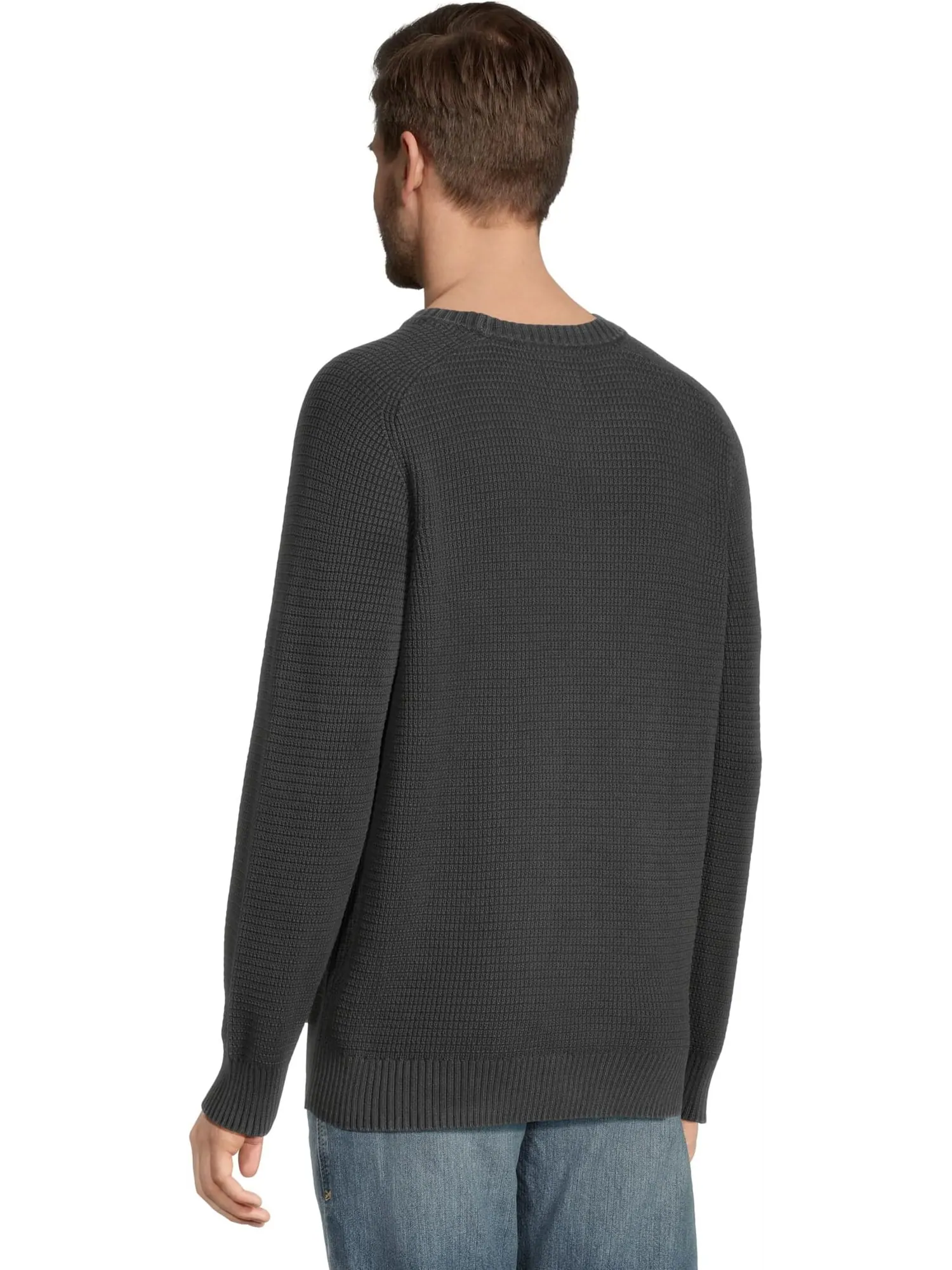 Свитер L.L.Bean Men's Textured Washed Cotton Sweaters Crewneck — изображение 3 из 5, черный
