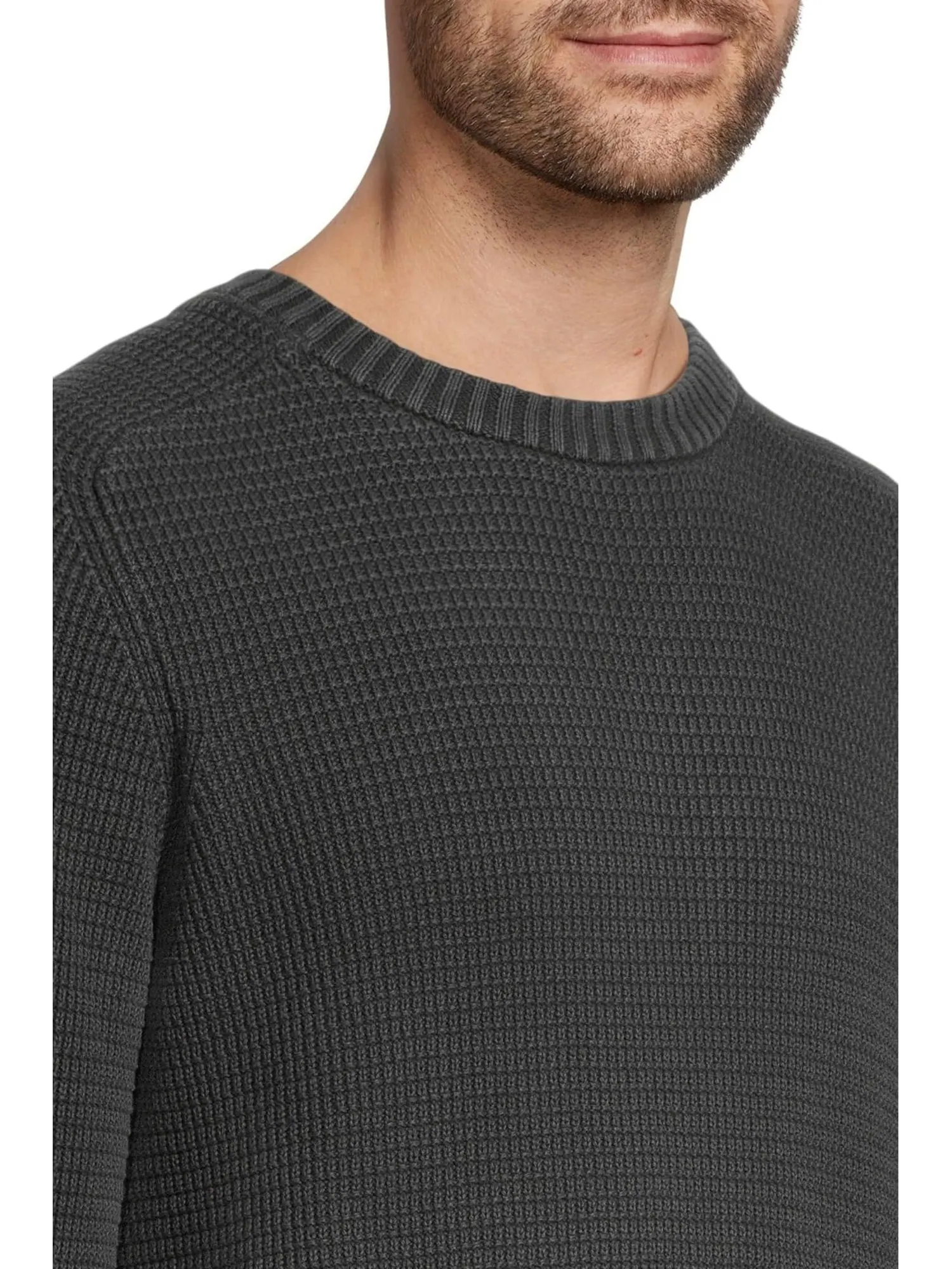Свитер L.L.Bean Men's Textured Washed Cotton Sweaters Crewneck — изображение 4 из 5, черный
