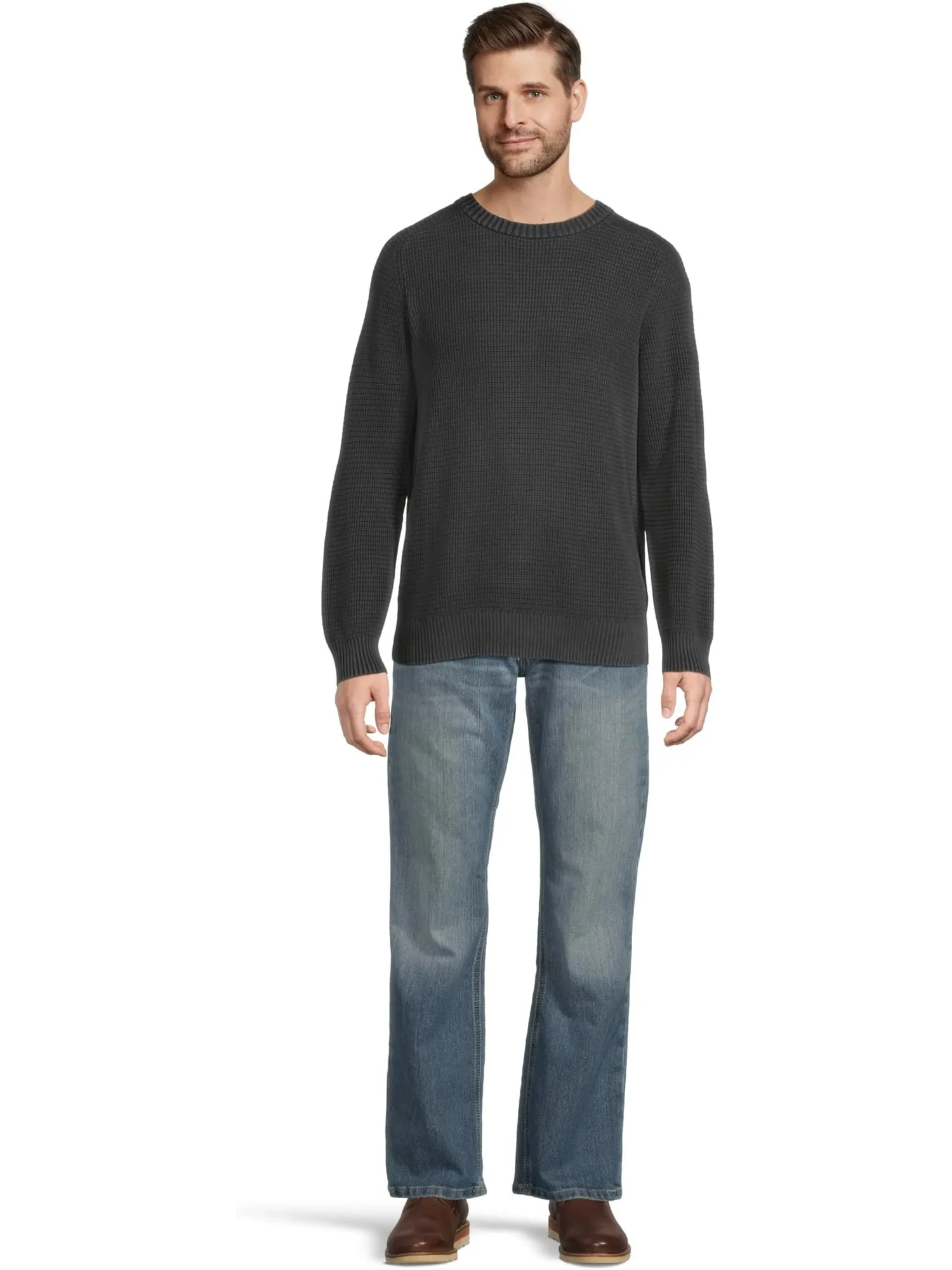 Свитер L.L.Bean Men's Textured Washed Cotton Sweaters Crewneck — изображение 5 из 5, черный