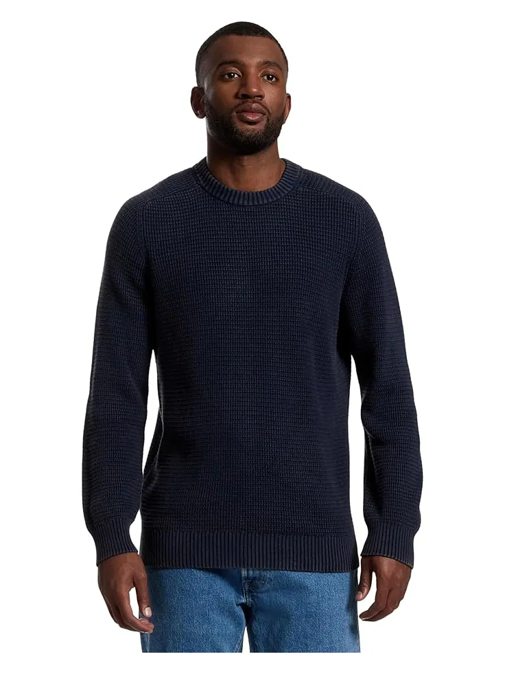Мужской свитер L.L.Bean Textured Washed Cotton Crewneck — изображение 1 из 5, классический темно-синий