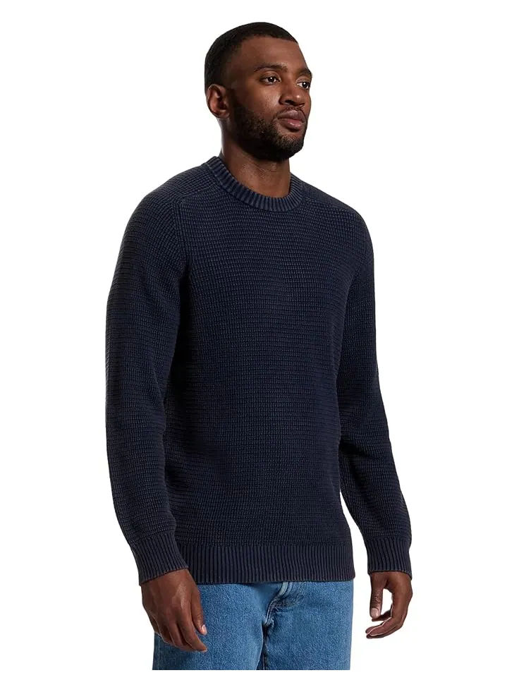 Мужской свитер L.L.Bean Textured Washed Cotton Crewneck — изображение 2 из 5, классический темно-синий