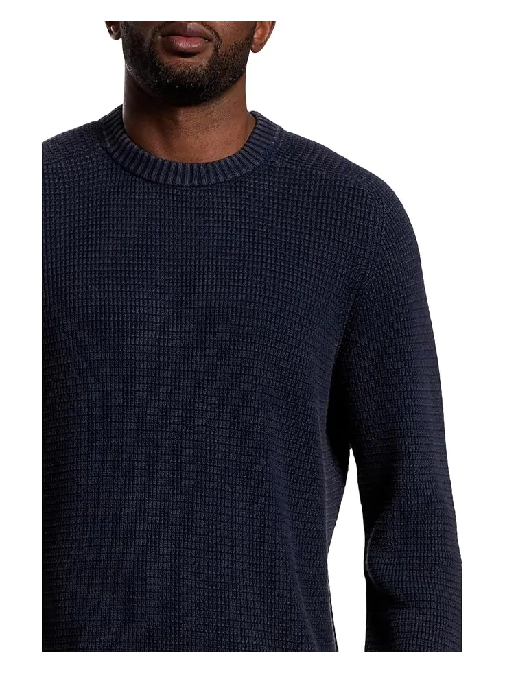 Мужской свитер L.L.Bean Textured Washed Cotton Crewneck — изображение 4 из 5, классический темно-синий