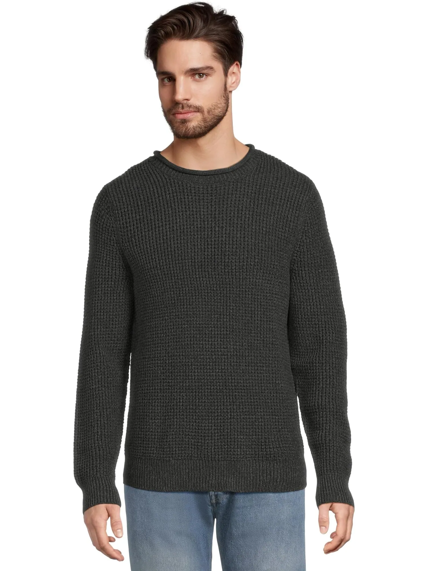 Свитер L.L.Bean Men's Organic Cotton Waffle Sweater Rollneck Crew — изображение 1 из 5, черный
