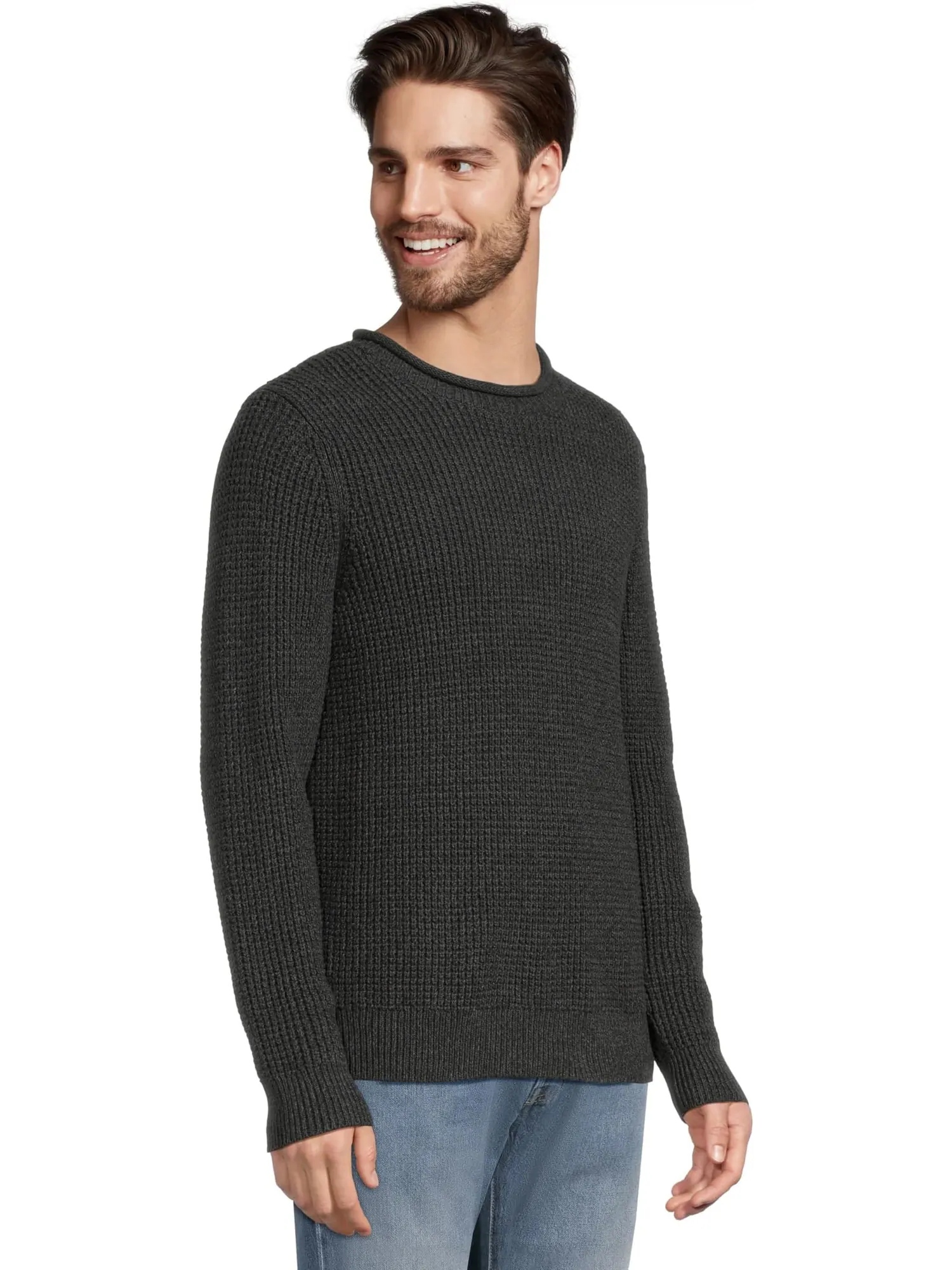 Свитер L.L.Bean Men's Organic Cotton Waffle Sweater Rollneck Crew — изображение 2 из 5, черный