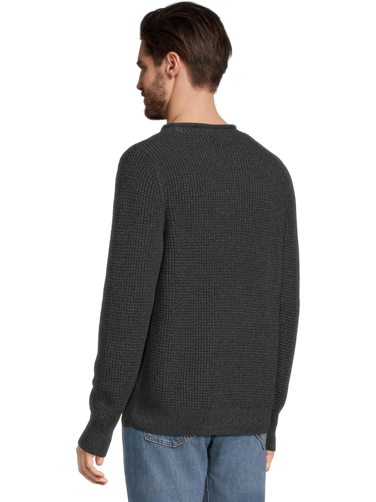 Свитер L.L.Bean Men's Organic Cotton Waffle Sweater Rollneck Crew — изображение 3 из 5, черный