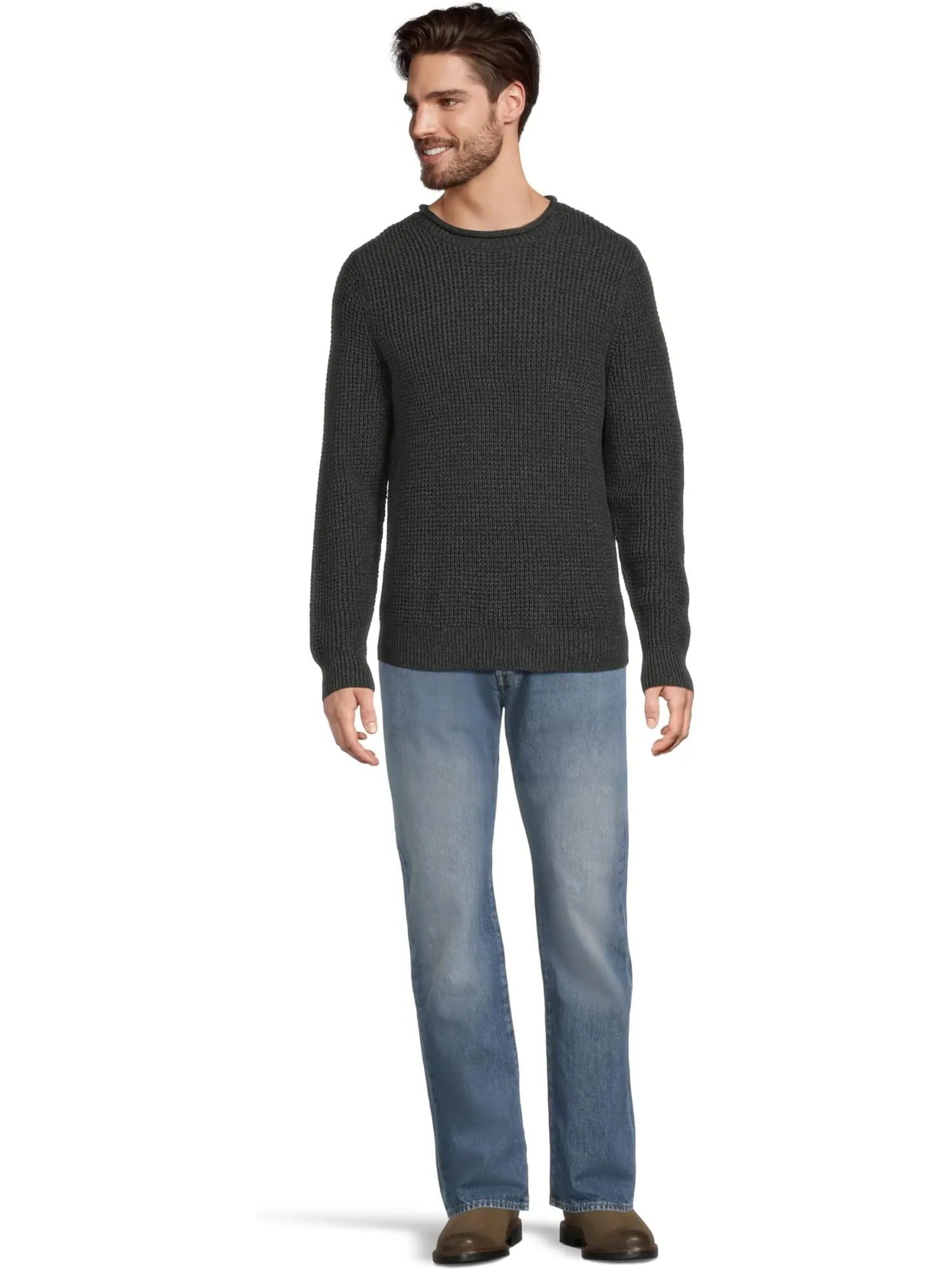 Свитер L.L.Bean Men's Organic Cotton Waffle Sweater Rollneck Crew — изображение 5 из 5, черный