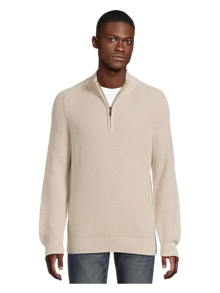 Мужской свитер L.L.Bean Textured Washed Cotton 1/4 Zip — изображение 1 из 5, жемчужный