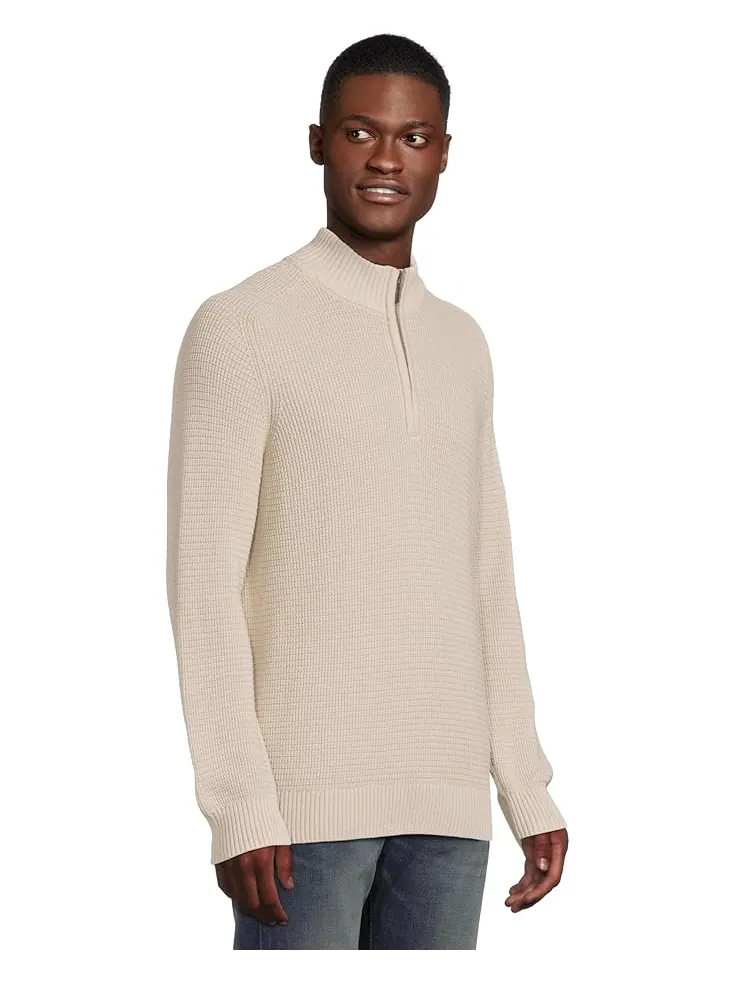 Мужской свитер L.L.Bean Textured Washed Cotton 1/4 Zip — изображение 2 из 5, жемчужный
