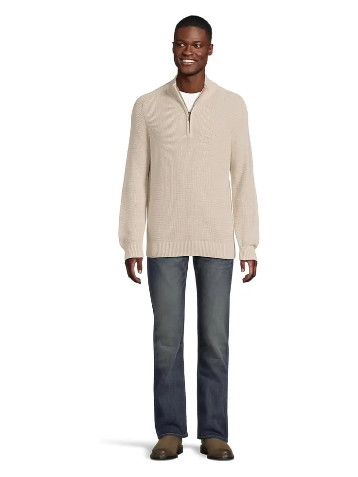 Мужской свитер L.L.Bean Textured Washed Cotton 1/4 Zip — изображение 5 из 5, жемчужный