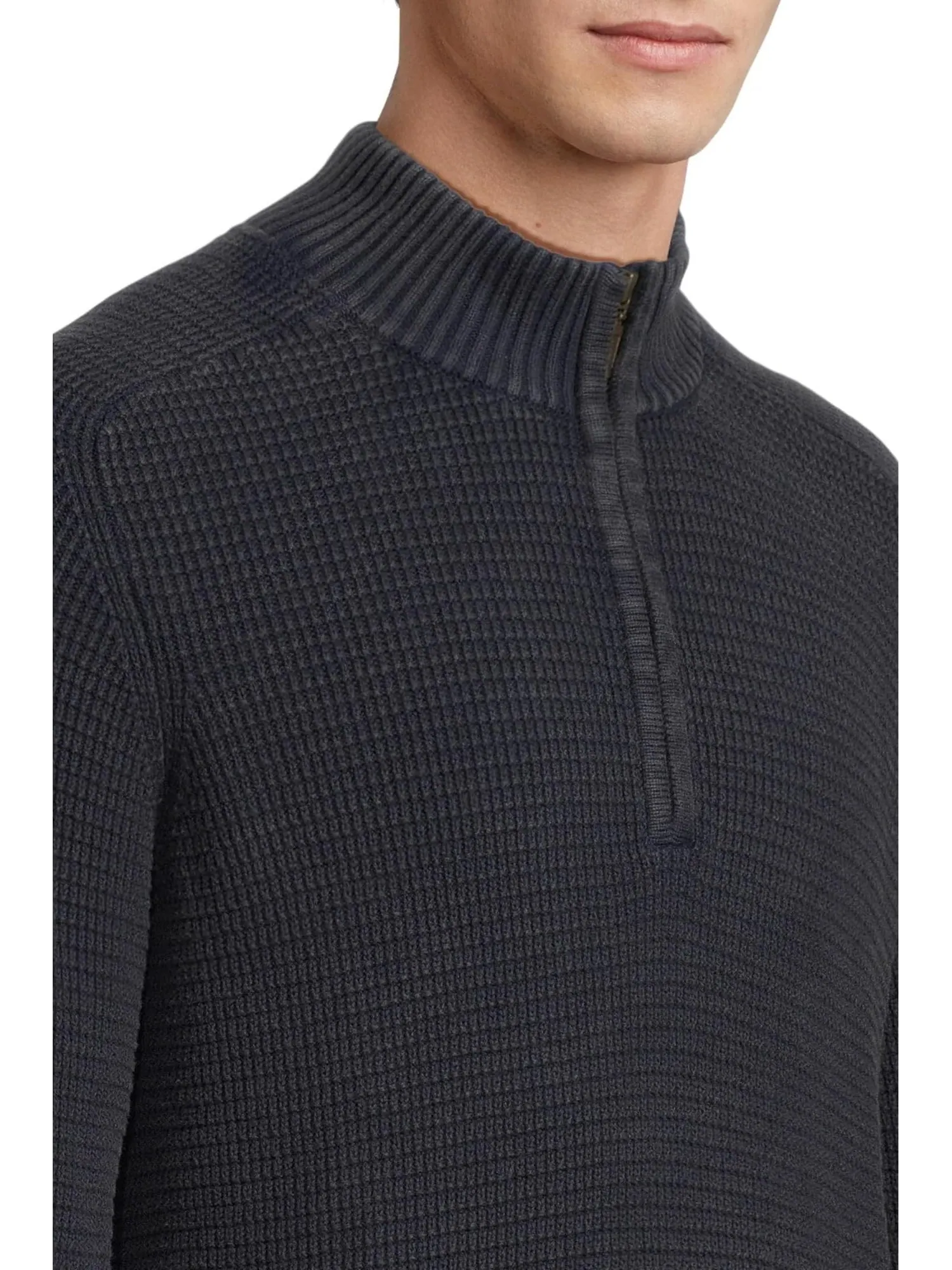 Свитер L.L.Bean Men's Textured Washed Cotton Sweaters 1/4 zip — изображение 4 из 5, классический темно-синий