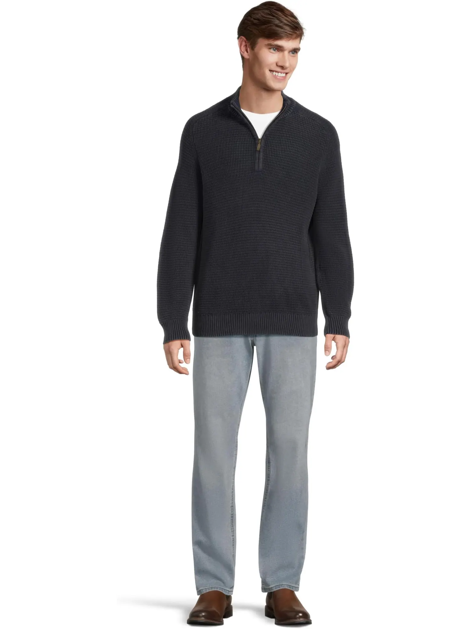 Свитер L.L.Bean Men's Textured Washed Cotton Sweaters 1/4 zip — изображение 5 из 5, классический темно-синий