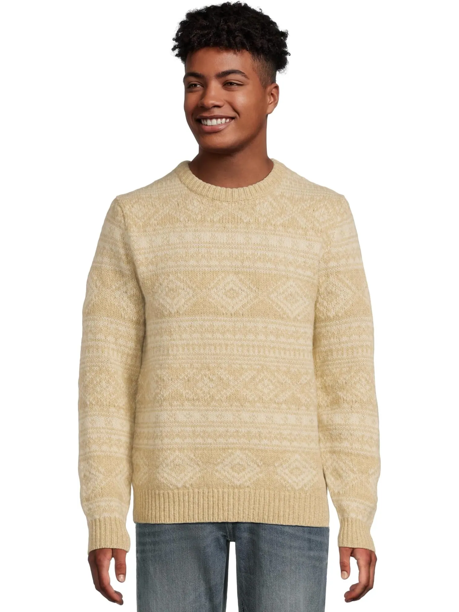 Свитер L.L.Bean Men's Classic Ragg Wool Crew Sweater Fair Isle — изображение 1 из 5, натуральный