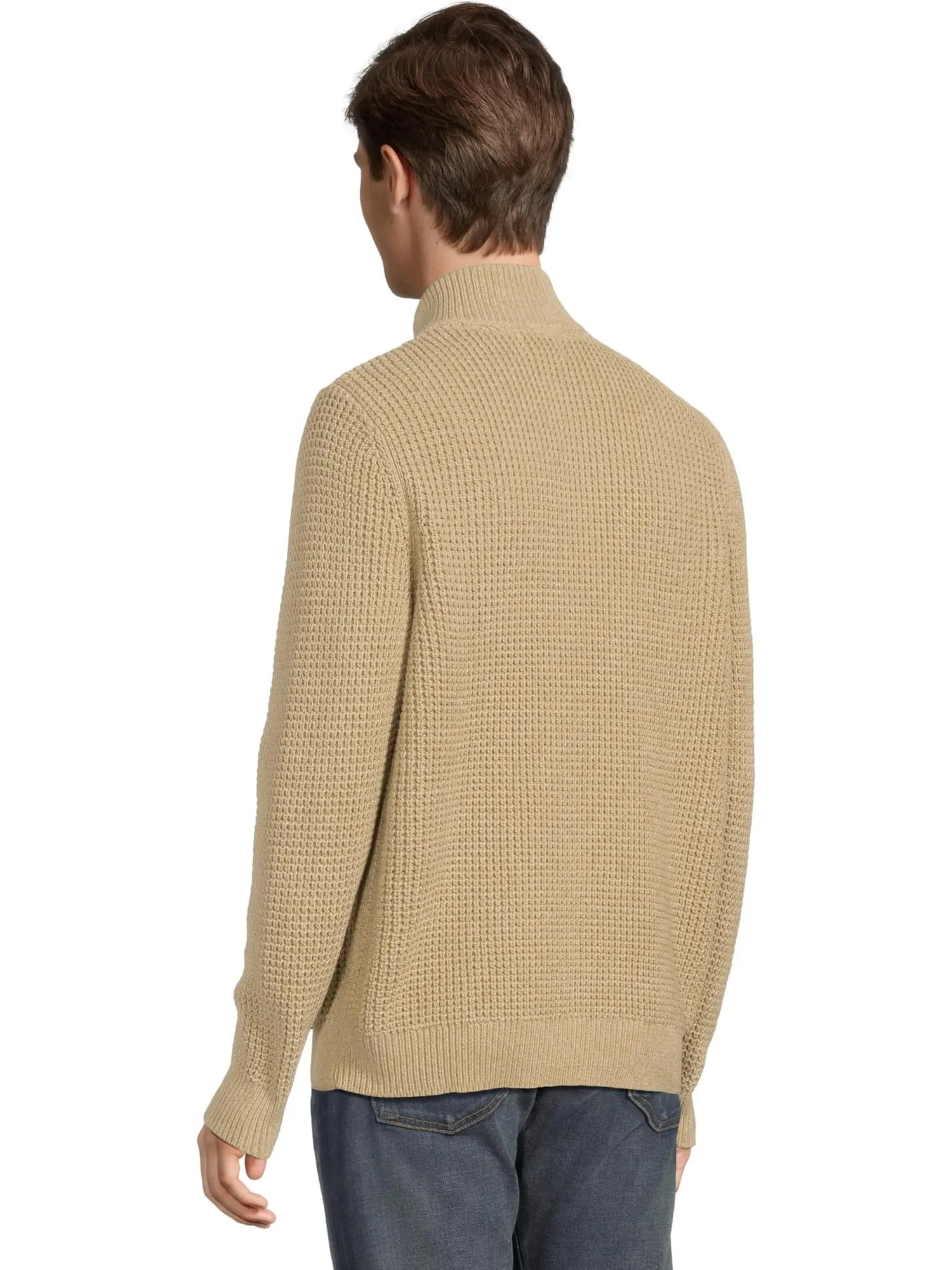 Свитер L.L.Bean Men's Organic Cotton Waffle Sweater 1/4 Zip — изображение 3 из 5, хаки