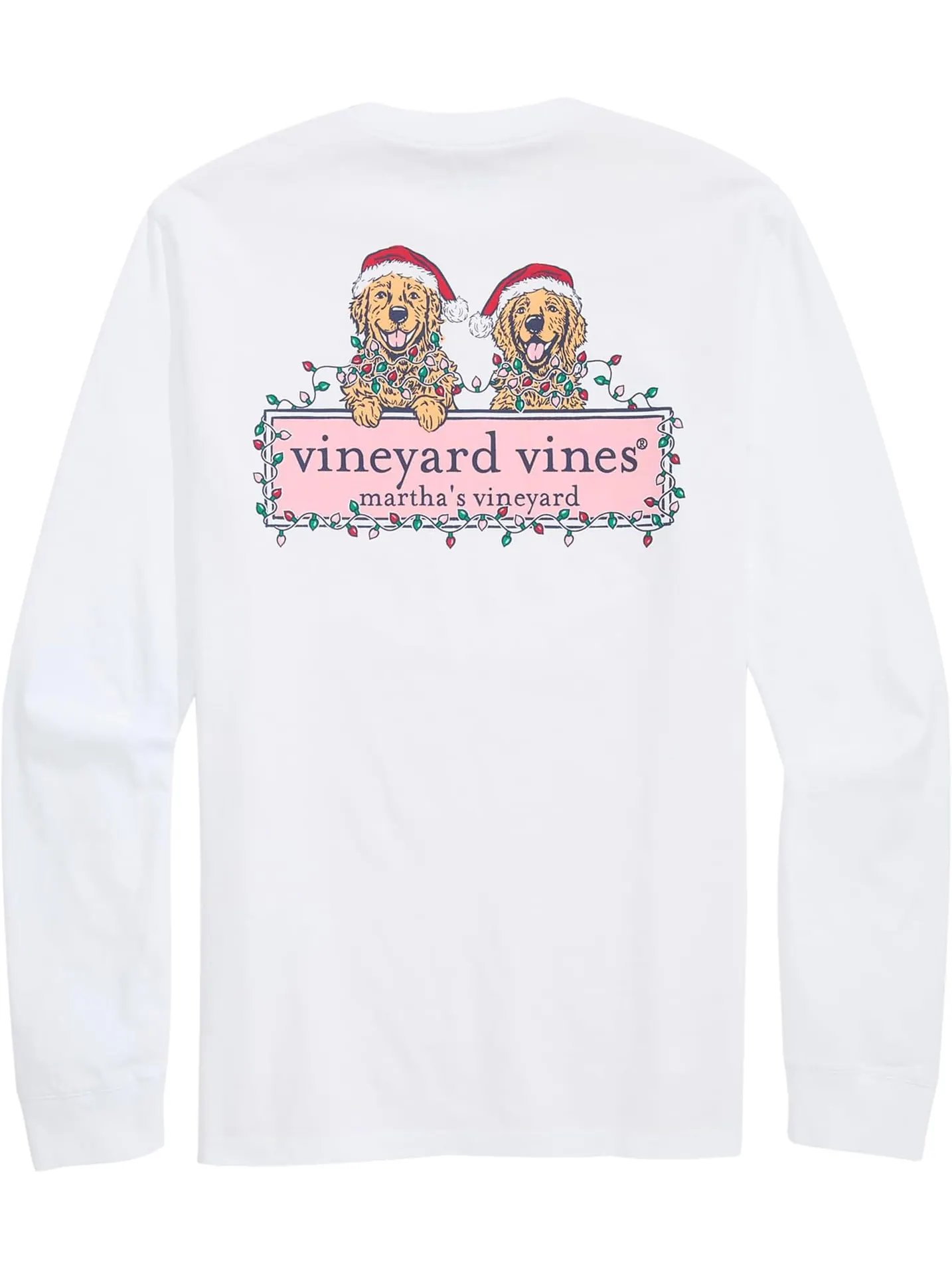 Мужская футболка с длинным рукавом String Lights Pups Vineyard Vines — изображение 2 из 4, белый