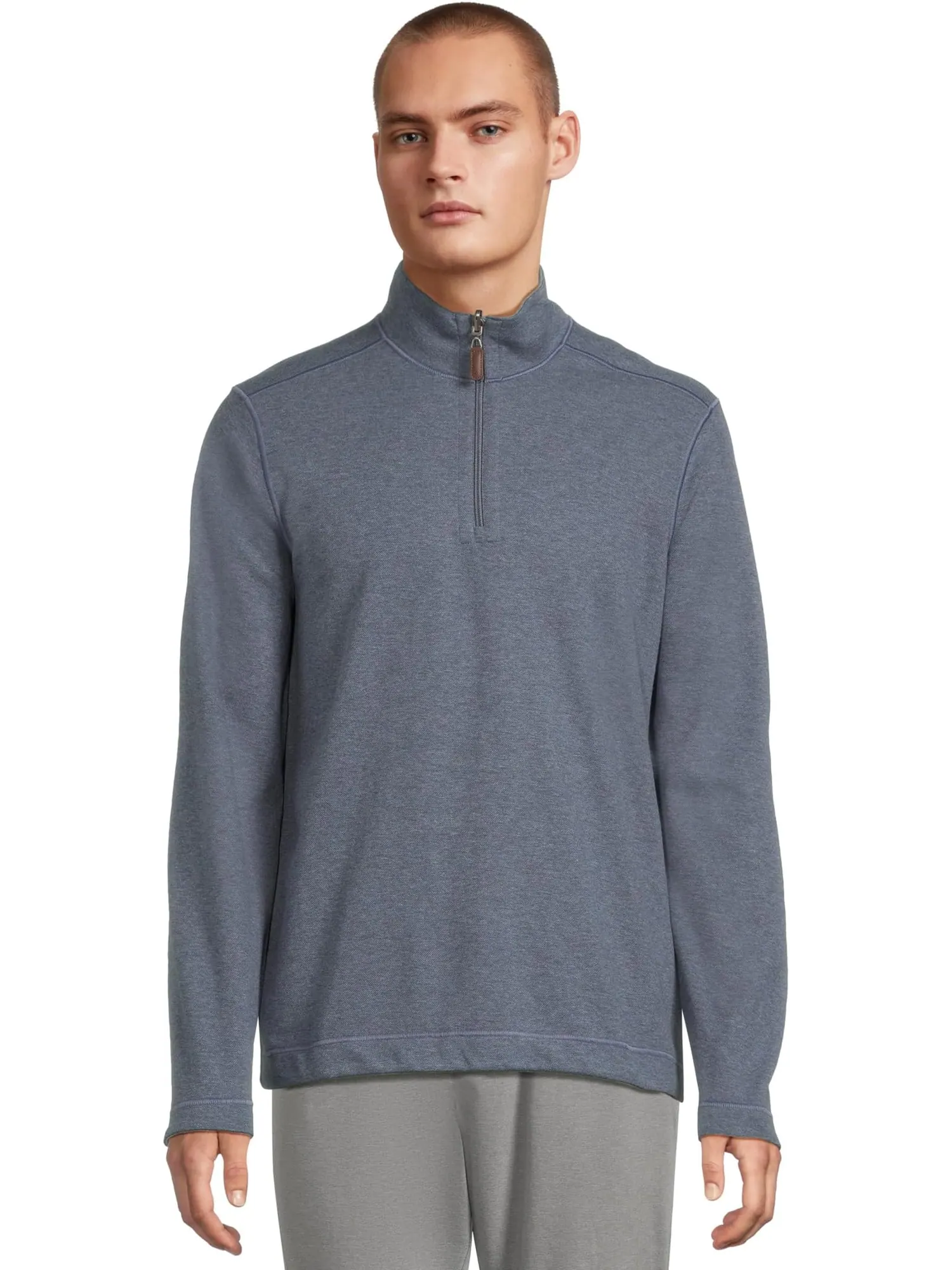 Свитер Johnston & Murphy Men's Reversible Solid Quarter-zip — изображение 1 из 5, синий/серый