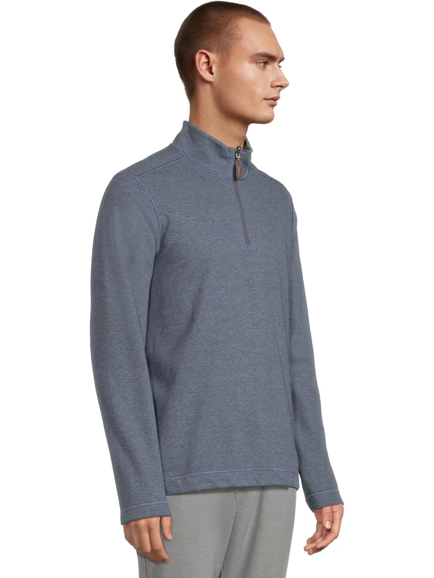 Свитер Johnston & Murphy Men's Reversible Solid Quarter-zip — изображение 2 из 5, синий/серый
