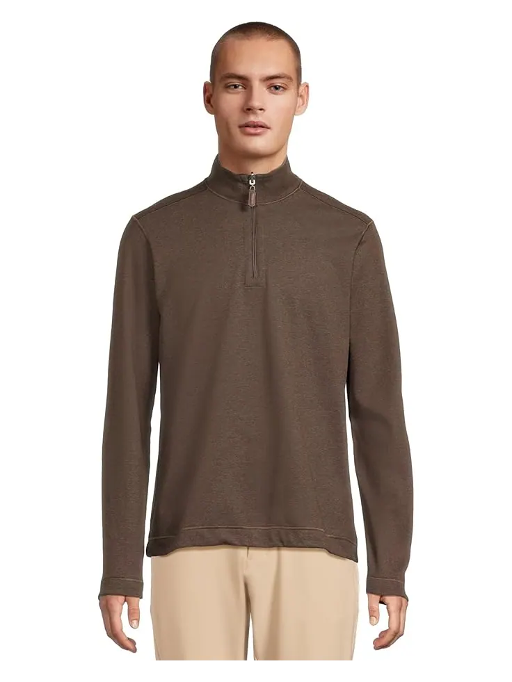 Мужской свитер Johnston & Murphy Reversible Solid Quarter-Zip — изображение 1 из 5, коричневый/синий