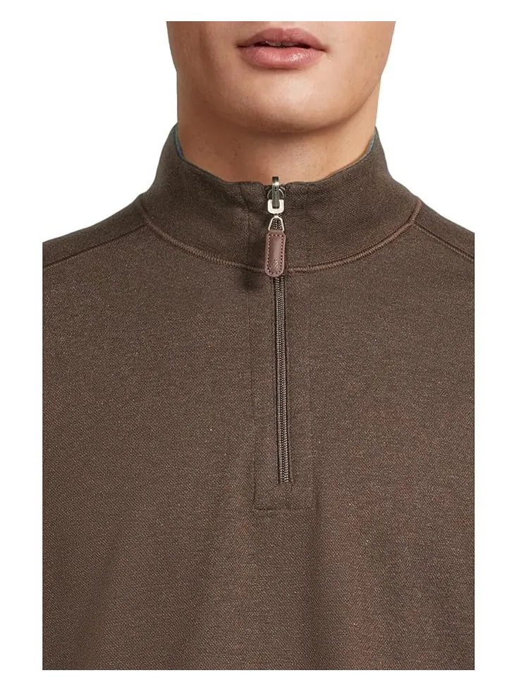 Мужской свитер Johnston & Murphy Reversible Solid Quarter-Zip — изображение 4 из 5, коричневый/синий