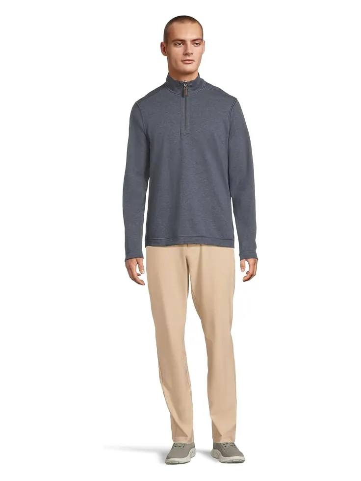 Мужской свитер Johnston & Murphy Reversible Solid Quarter-Zip — изображение 5 из 5, коричневый/синий