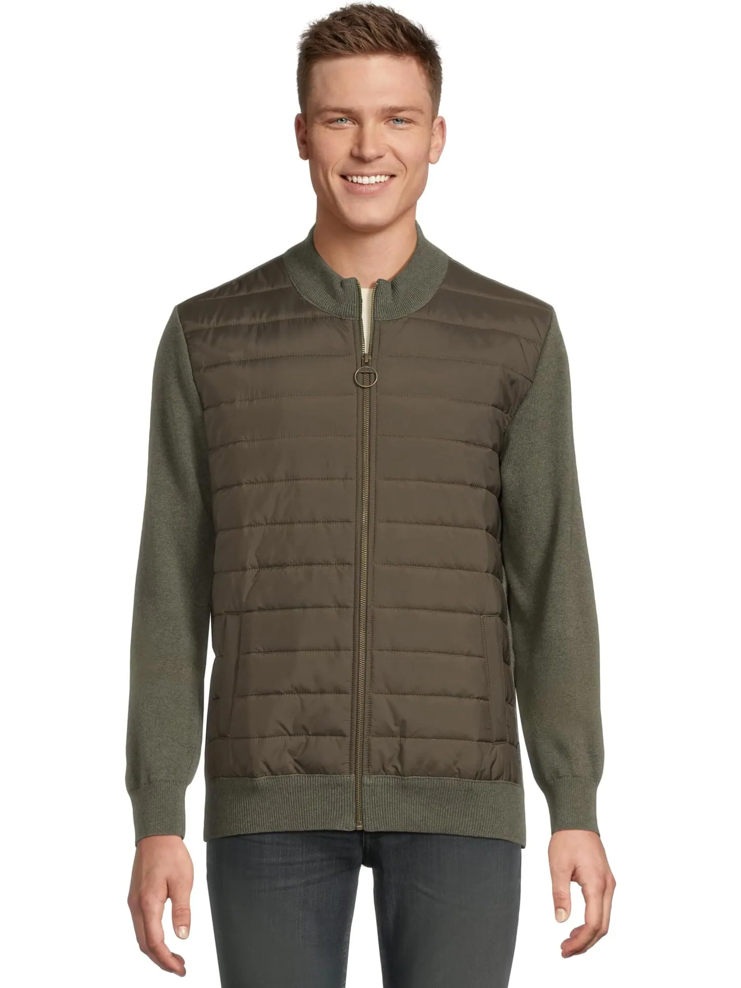 Свитер Barbour Men's Essential Carn Baffle Zip Thru — изображение 1 из 5, оливковый