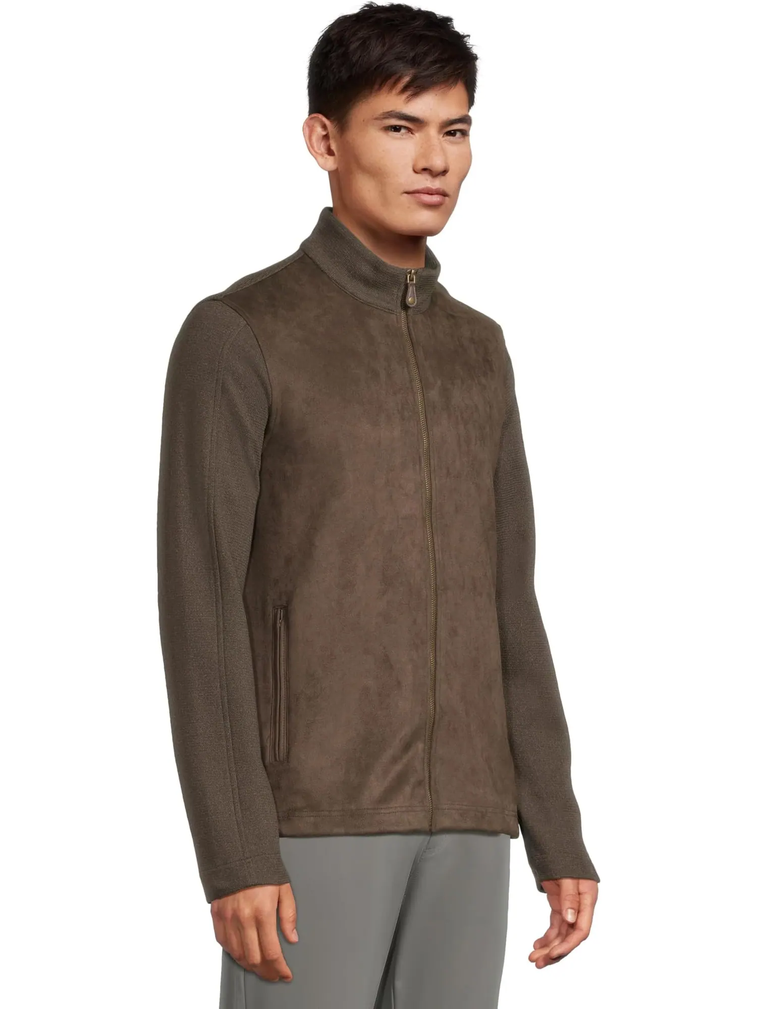 Свитер Johnston & Murphy Men's Faux-suede Full-zip — изображение 2 из 5, коричневый