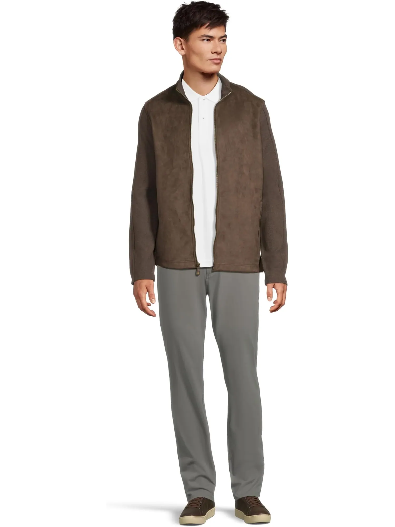Свитер Johnston & Murphy Men's Faux-suede Full-zip — изображение 5 из 5, коричневый