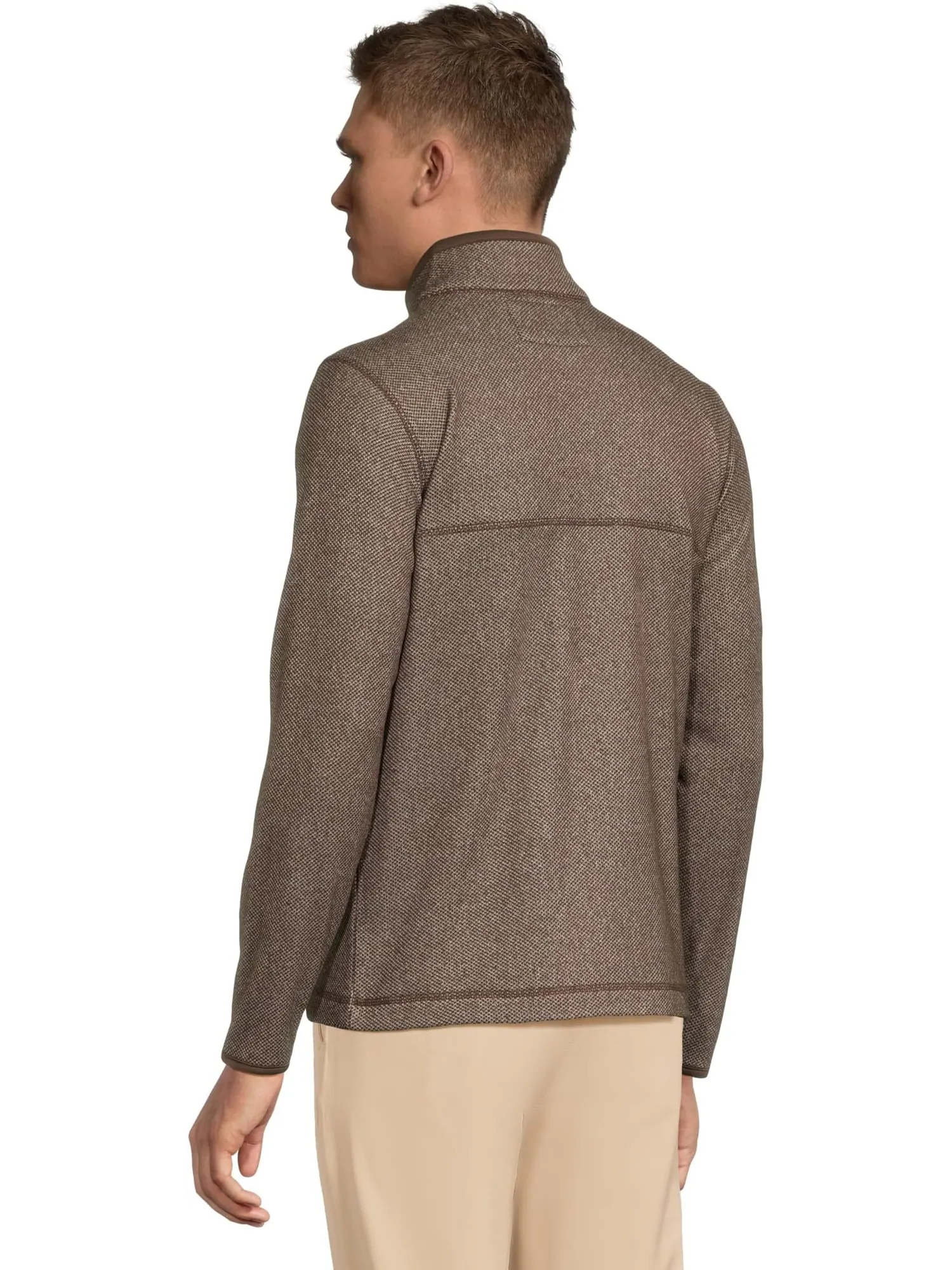 Свитер Johnston & Murphy Men's Textured Fleece Quarter-zip — изображение 3 из 5, коричневый