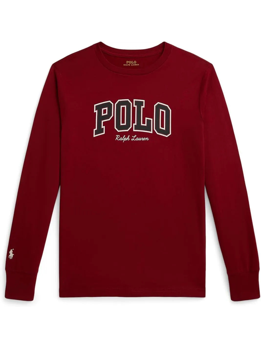 Хлопковая футболка с длинным рукавом и логотипом Polo Ralph Lauren Kids — изображение 1 из 2, красный
