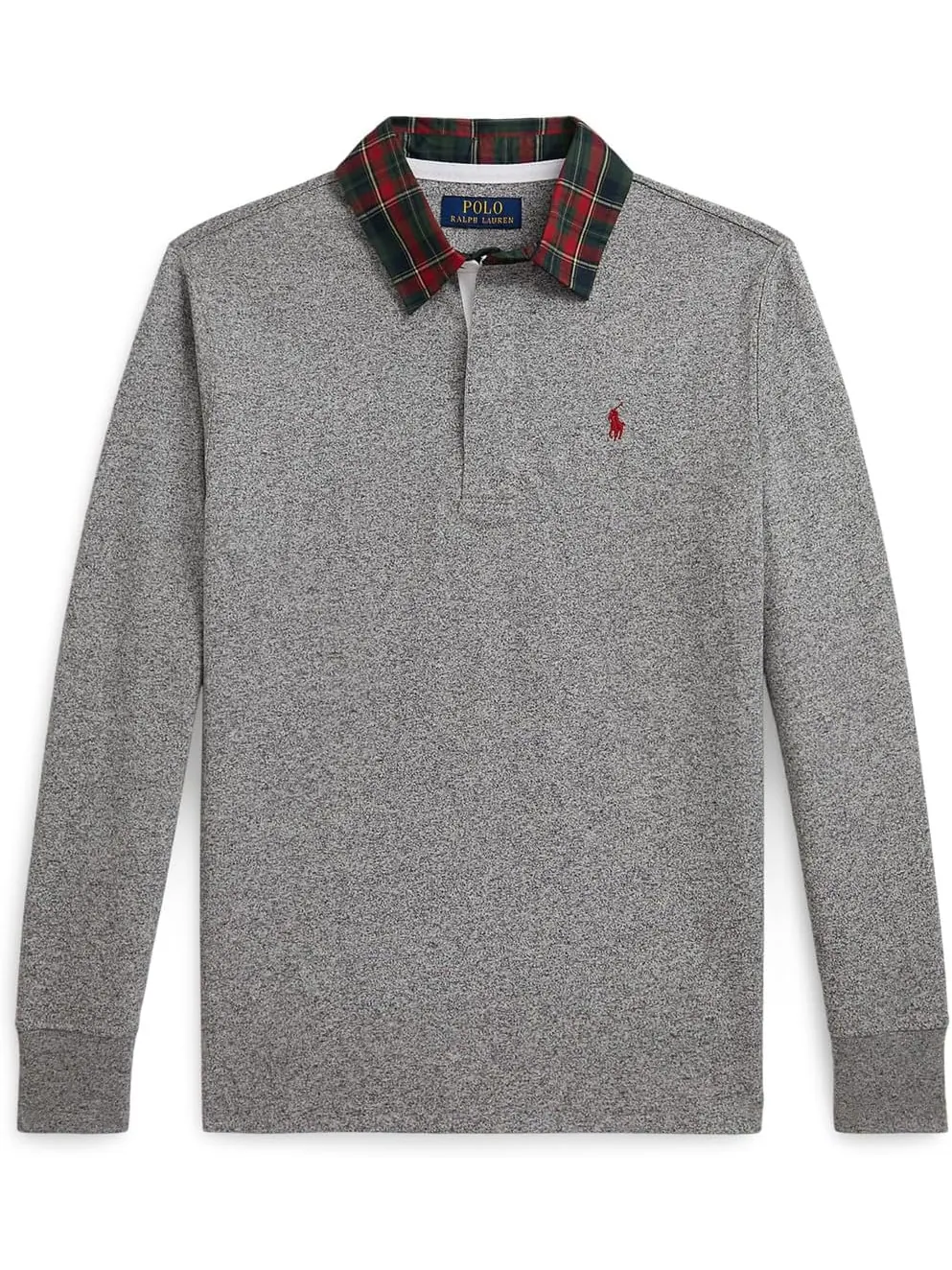 Рубашка регби из хлопкового джерси с клетчатым воротником Polo Ralph Lauren Kids — изображение 1 из 2, кремовый