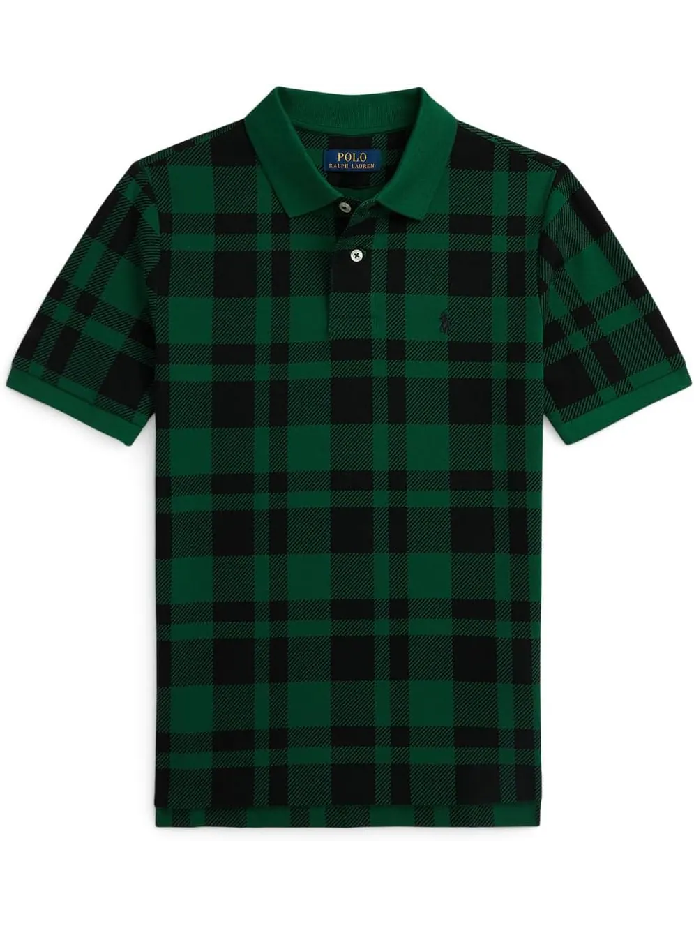 Рубашка-поло из хлопковой сетки в клетку Polo Ralph Lauren Kids — изображение 1 из 2, зеленый