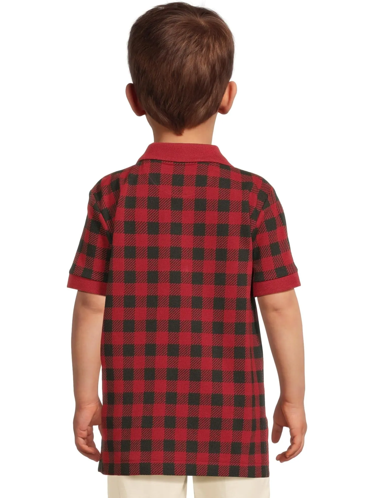 Рубашка-поло из хлопковой сетки в клетку Buffalo Check Polo Ralph Lauren Kids — изображение 2 из 4, красный