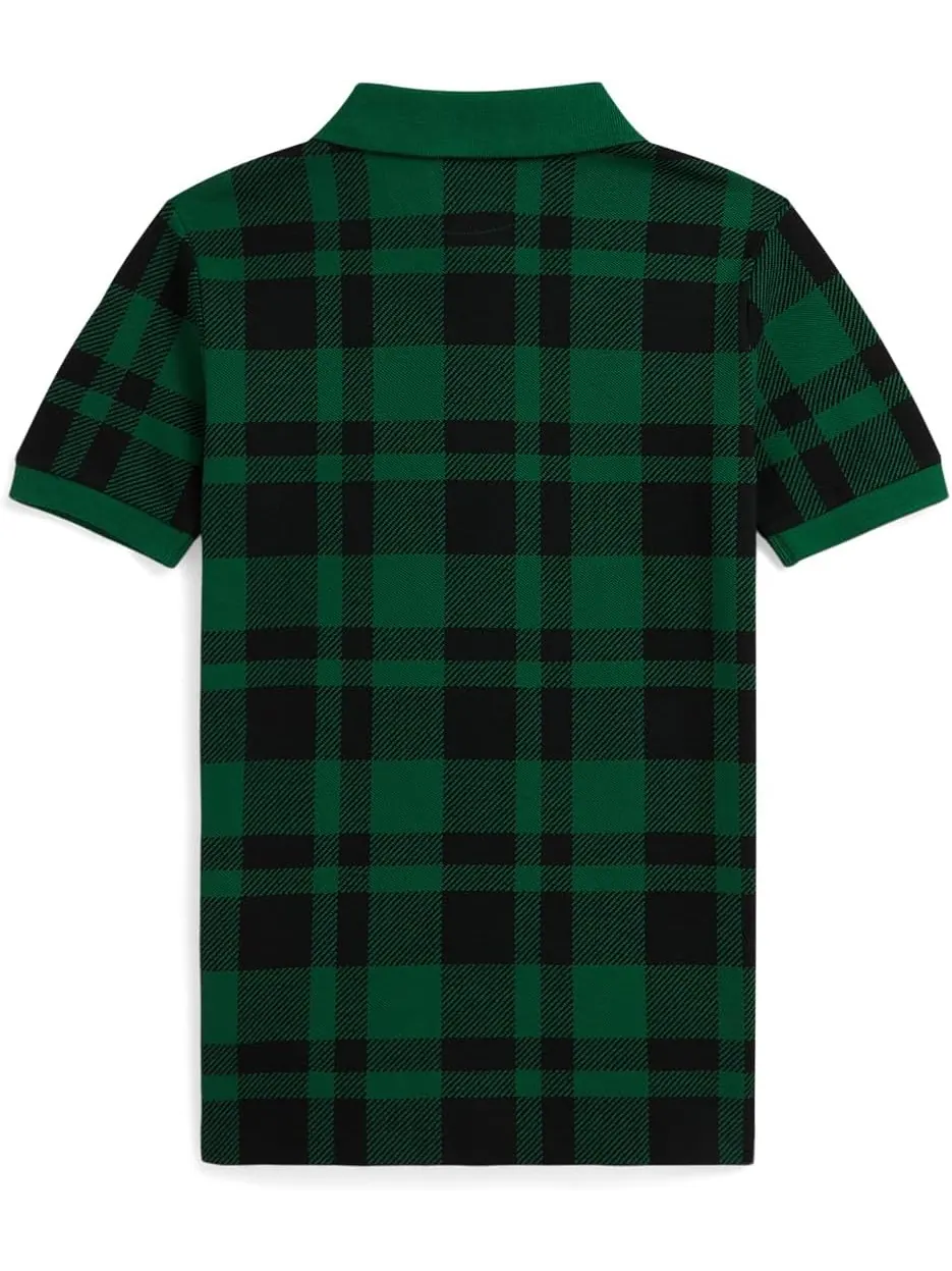 Рубашка-поло из хлопковой сетки в клетку Polo Ralph Lauren Kids — изображение 2 из 2, зеленый