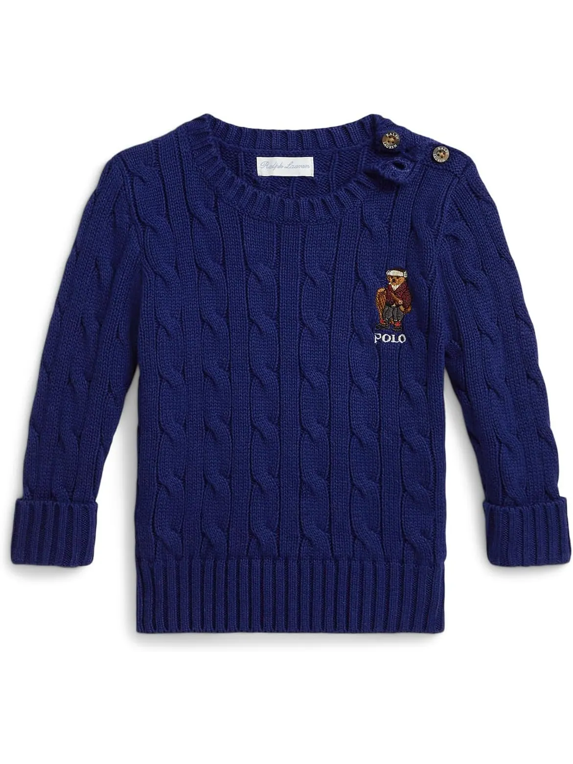 Свитер Polo Ralph Lauren Kids Polo Bear Cable-Knit Cotton Sweater — изображение 1 из 2, королевский синий