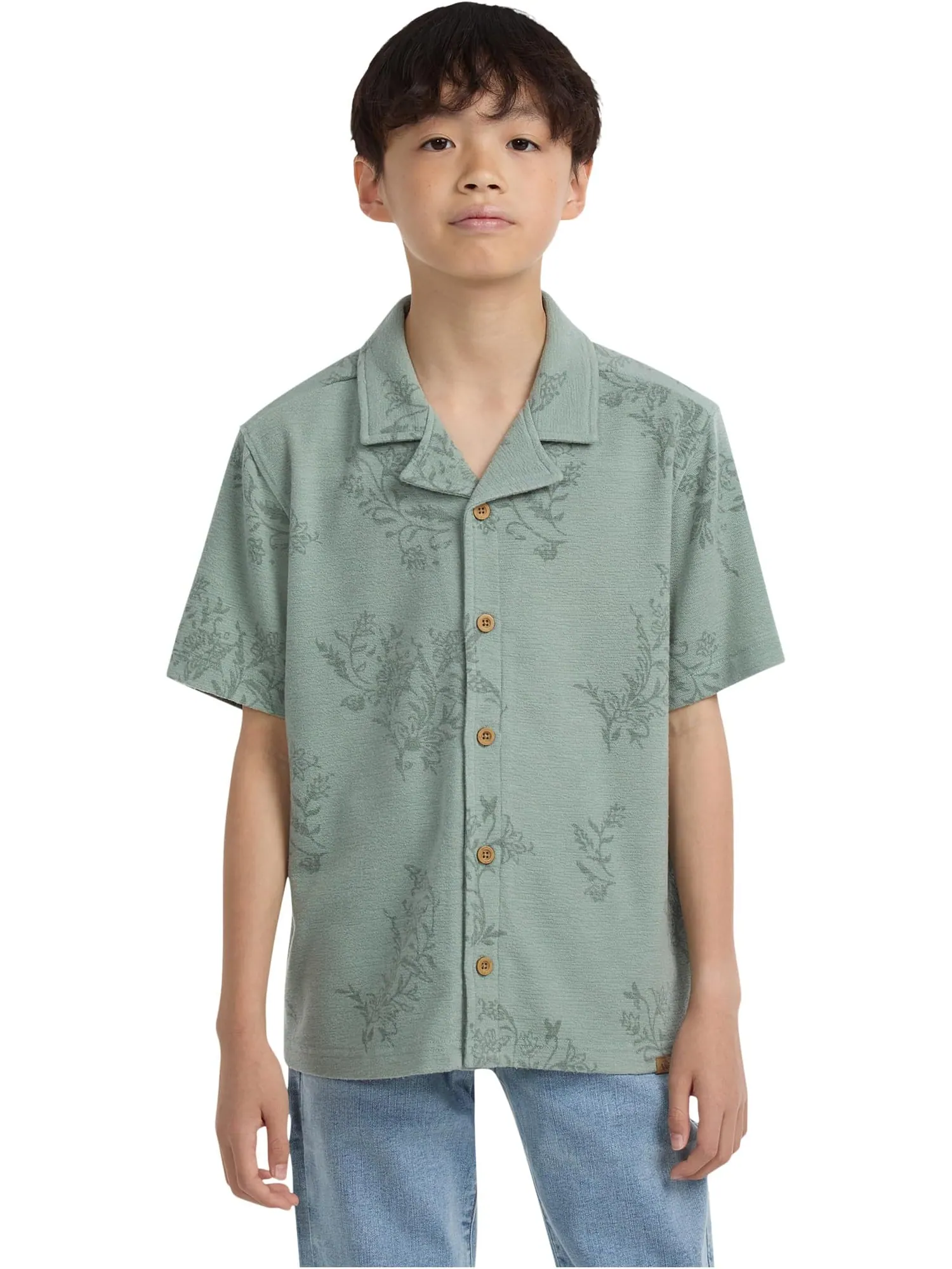 Трикотажный топ с коротким рукавом abercrombie kids — изображение 1 из 3, зеленый