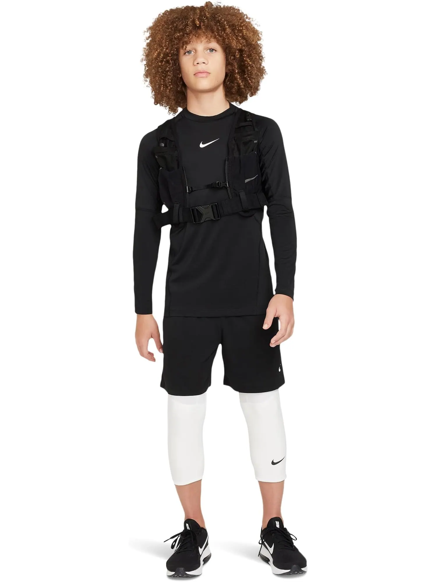 Футболка Pro Dri-fit с длинным рукавом Nike Kids — изображение 5 из 5, черный/белый