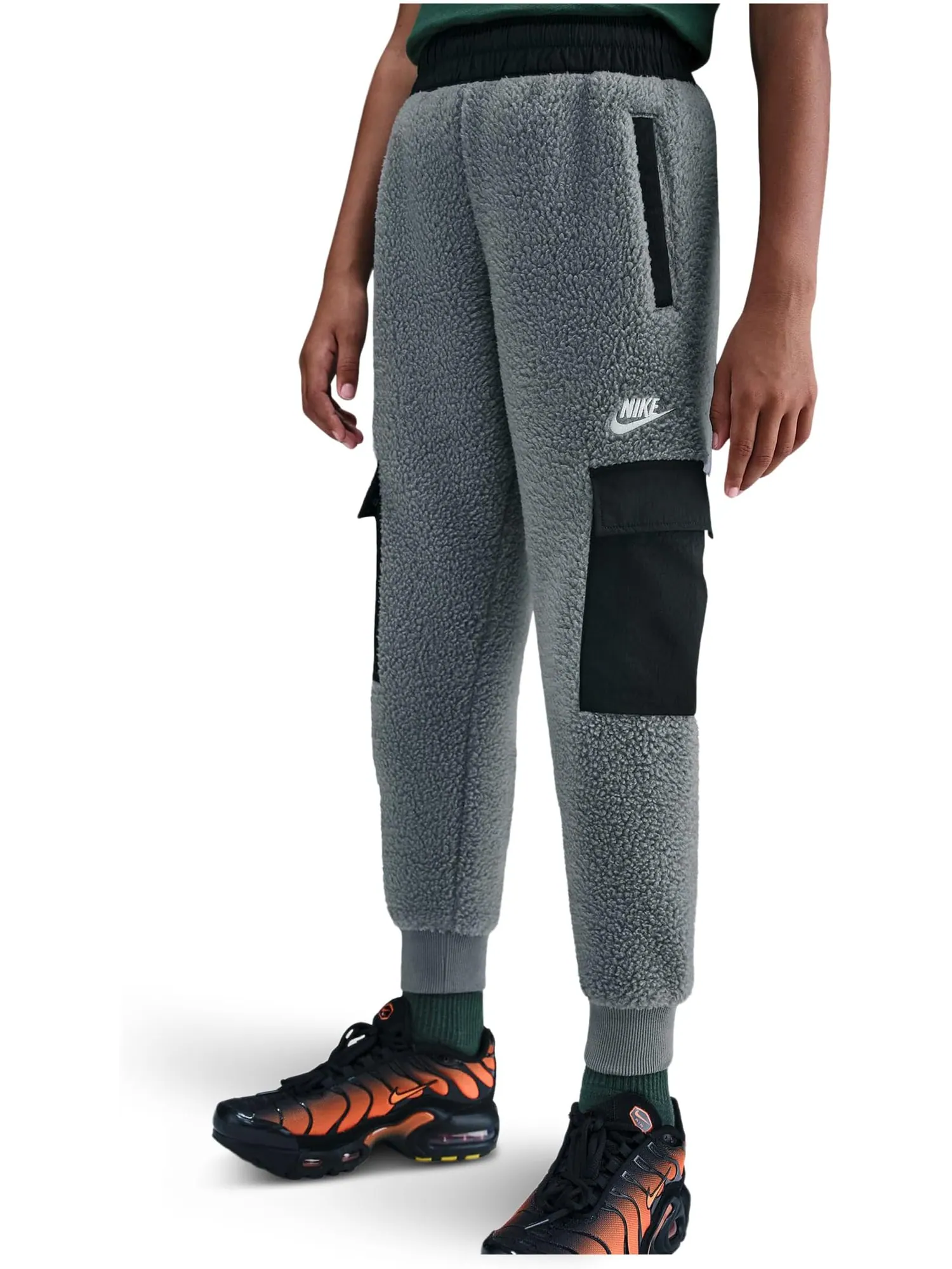 Флисовые брюки-карго Sportswear Club Nike Kids — изображение 1 из 3, серый/черный/белый