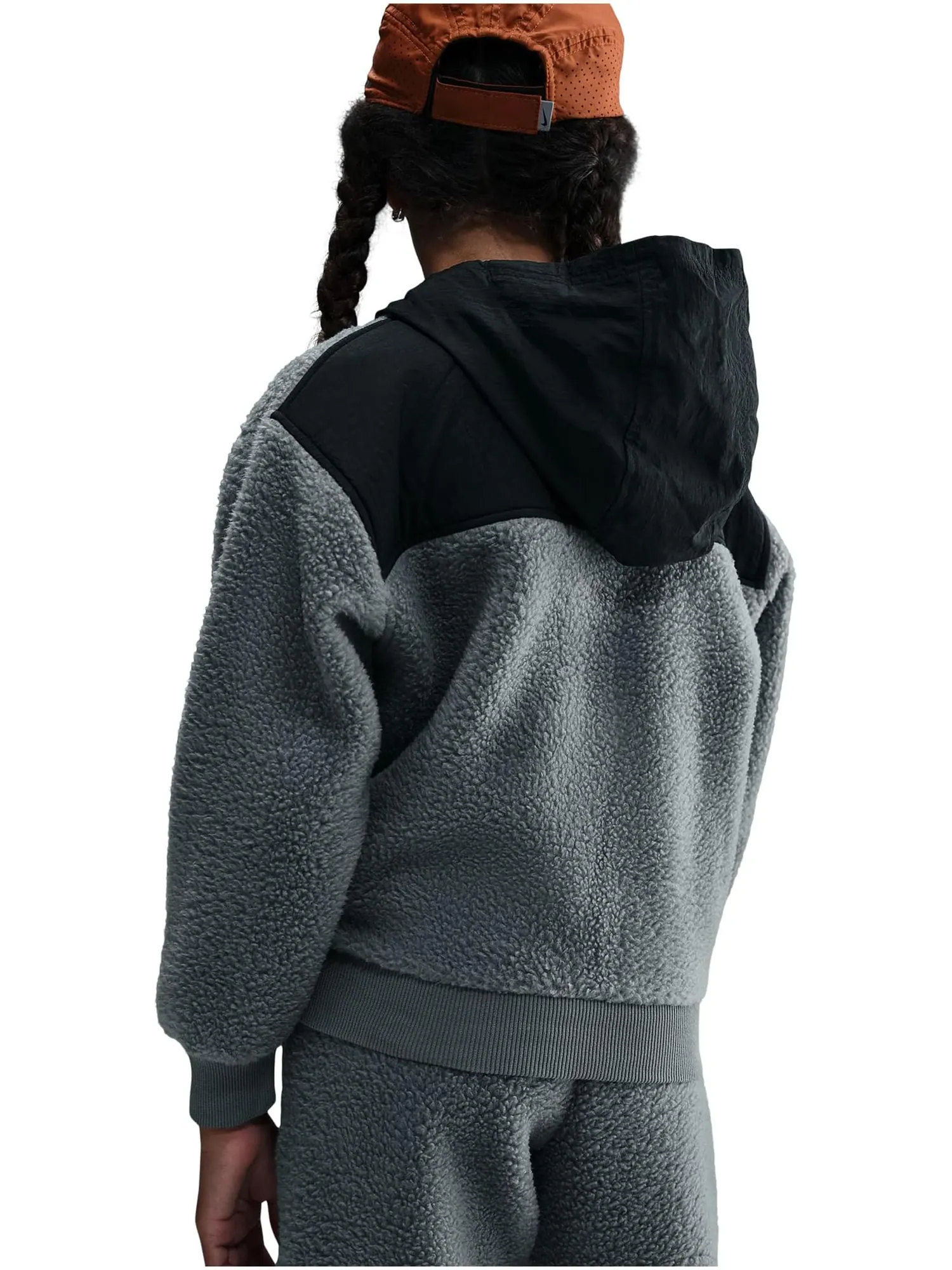 Толстовка Sportswear Club из флиса свободного кроя с застежкой-молнией 1/4 Nike Kids — изображение 2 из 3, серый/черный/белый