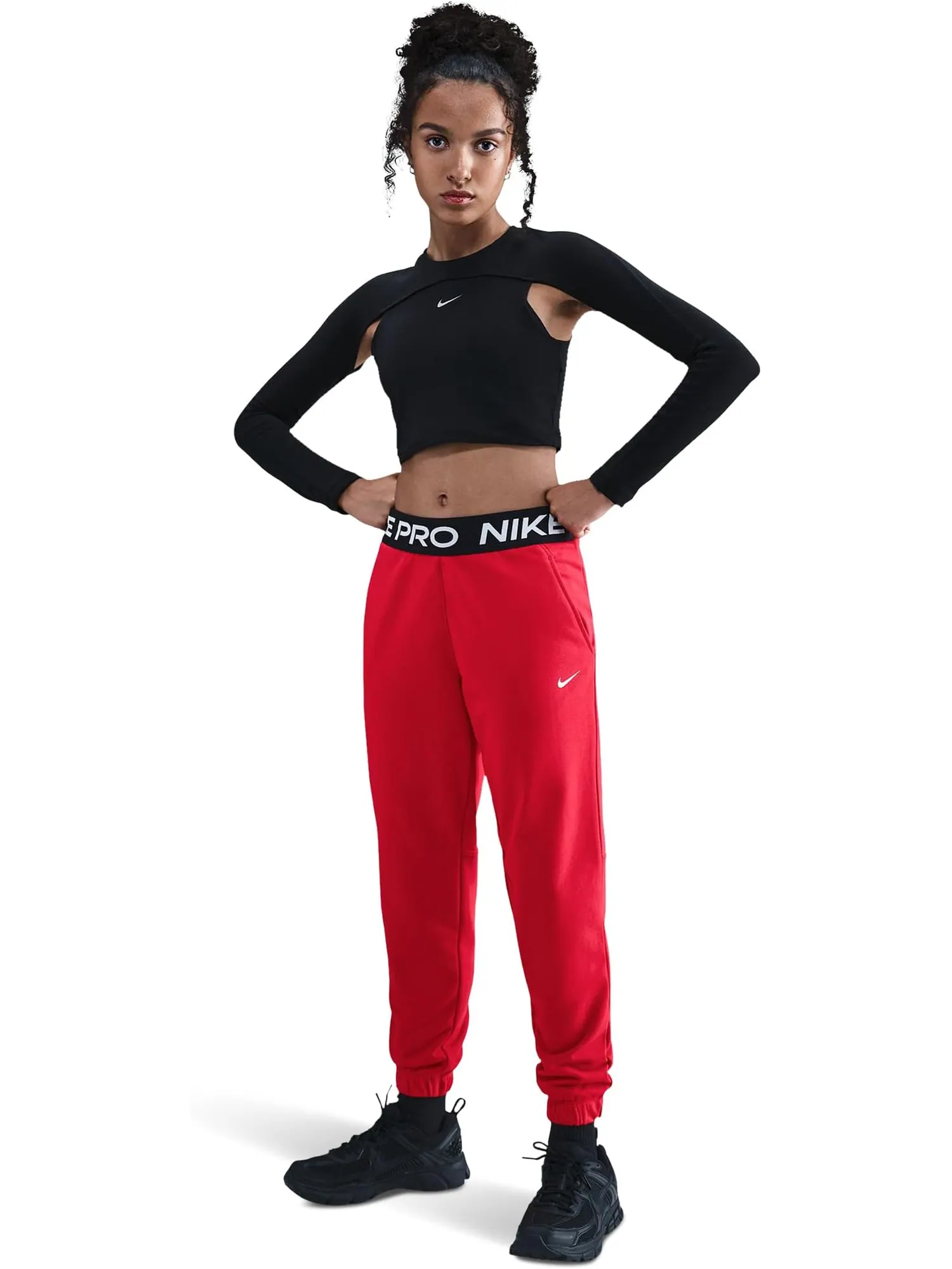 Брюки Nike Kids Pro Fleece Dri-FIT Joggers — изображение 1 из 2, красный/красный/белый