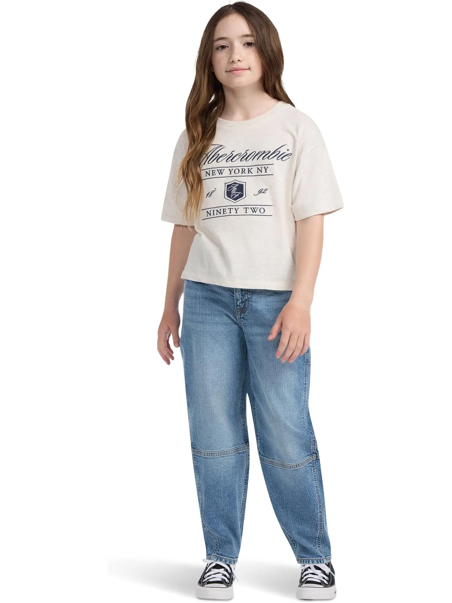 Джинсы-баллоны с высокой талией abercrombie kids — изображение 3 из 3, синий