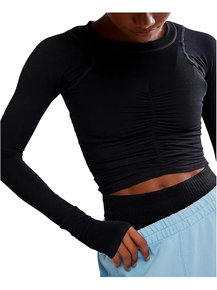 Женская блузка FP Movement Tempo Ruched Long Sleeve — изображение 4 из 5, черный