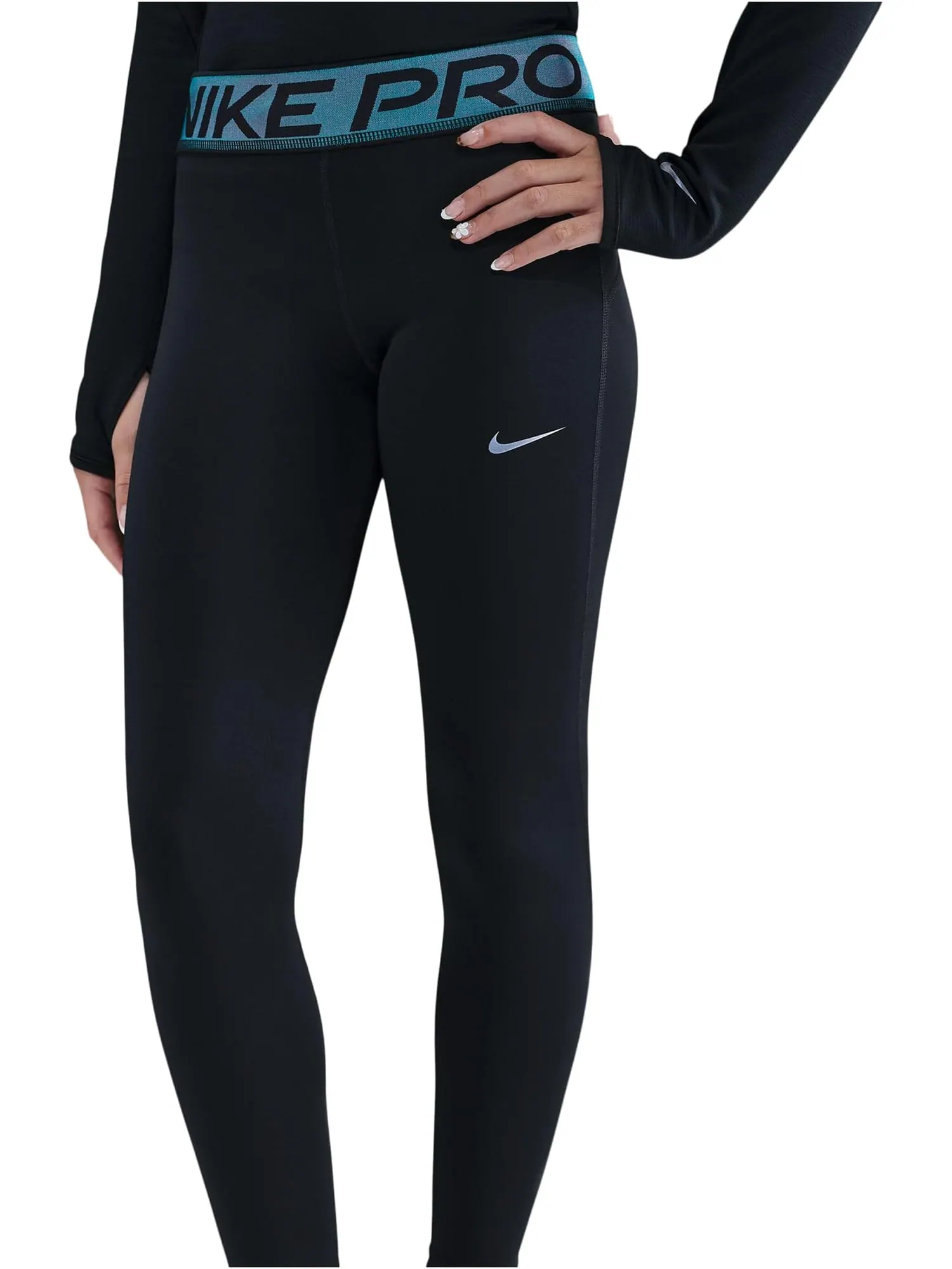 Леггинсы Pro Dri-FIT с блестящими вставками Nike Kids — изображение 3 из 4, черный
