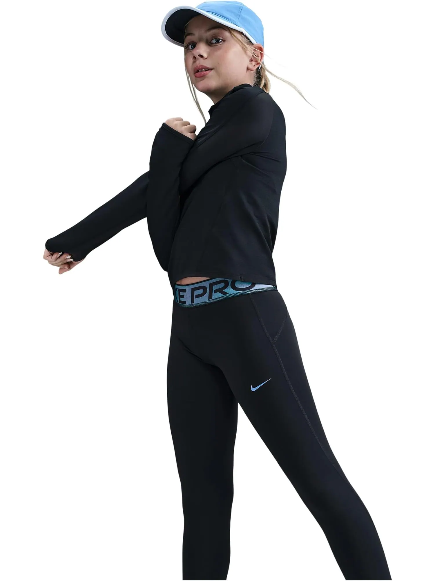 Леггинсы Pro Dri-FIT с блестящими вставками Nike Kids — изображение 4 из 4, черный