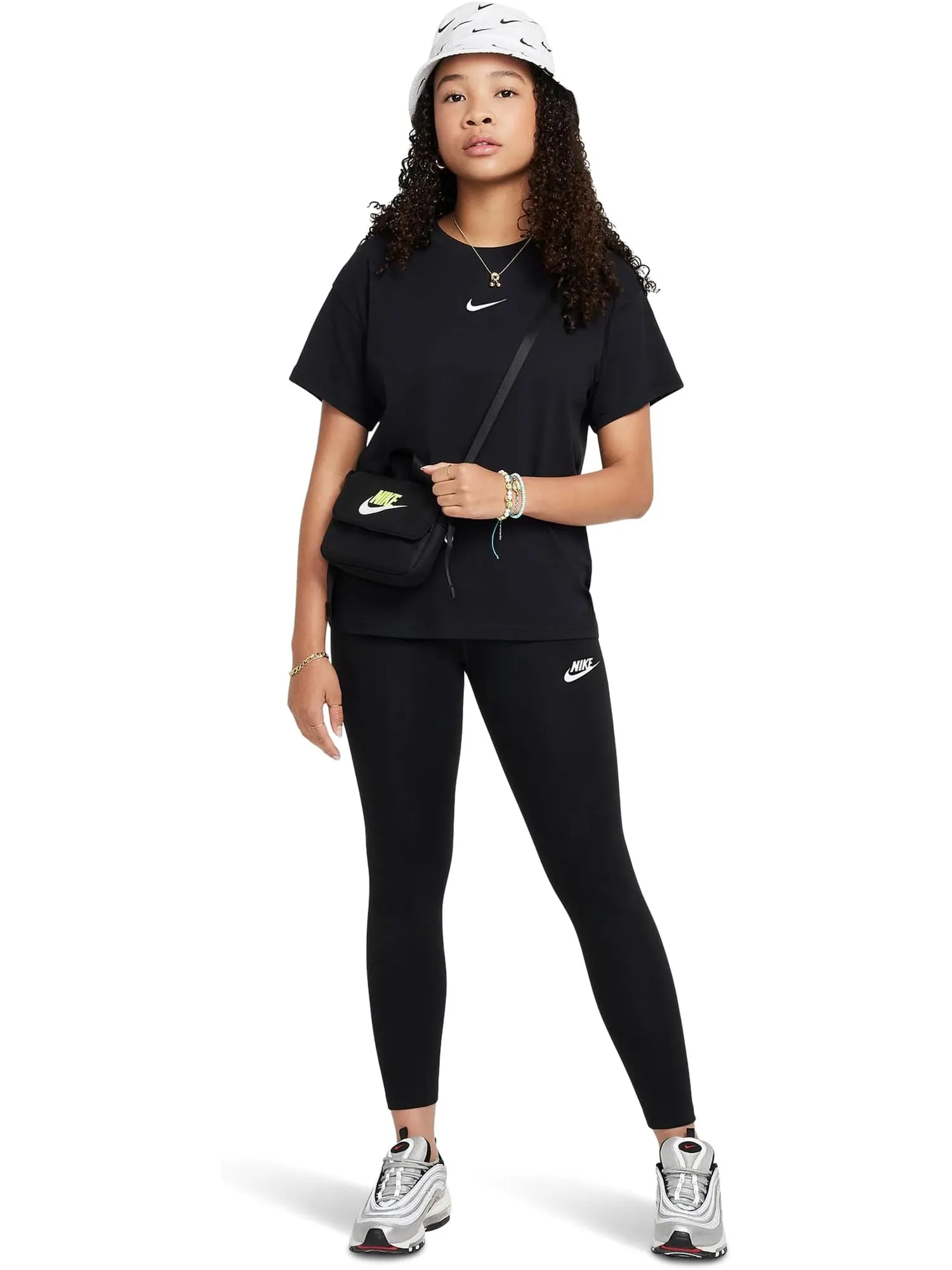 Классические леггинсы с высокой талией Nike Kids — изображение 4 из 4, черный/белый