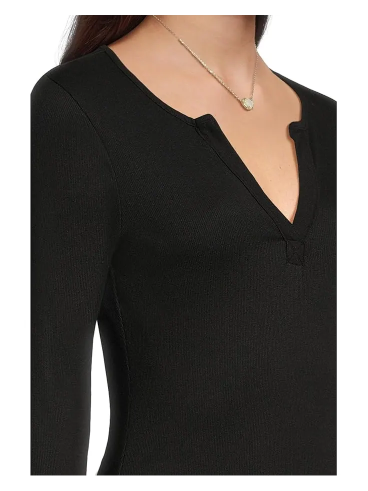 Женская блузка Michael Stars Salem Mixed Placket Henley — изображение 4 из 5, черный