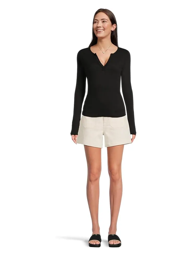 Женская блузка Michael Stars Salem Mixed Placket Henley — изображение 5 из 5, черный